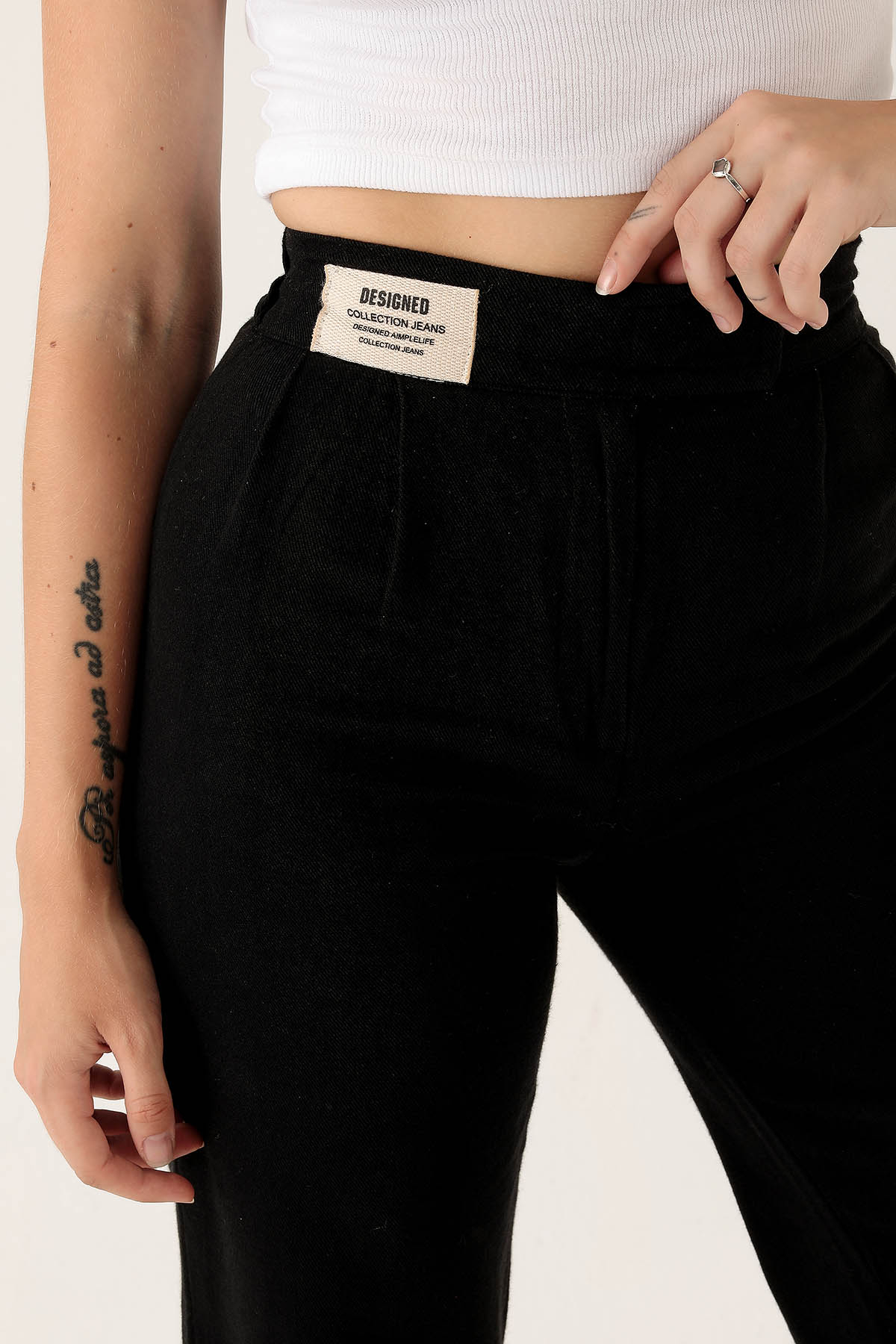 Siyah Bel Bantlı Palazzo Pantolon 3044 - 6