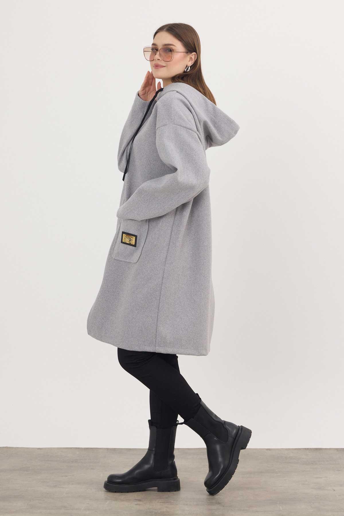 Gri Astarsız Kaşe Hırka 3049A - 2