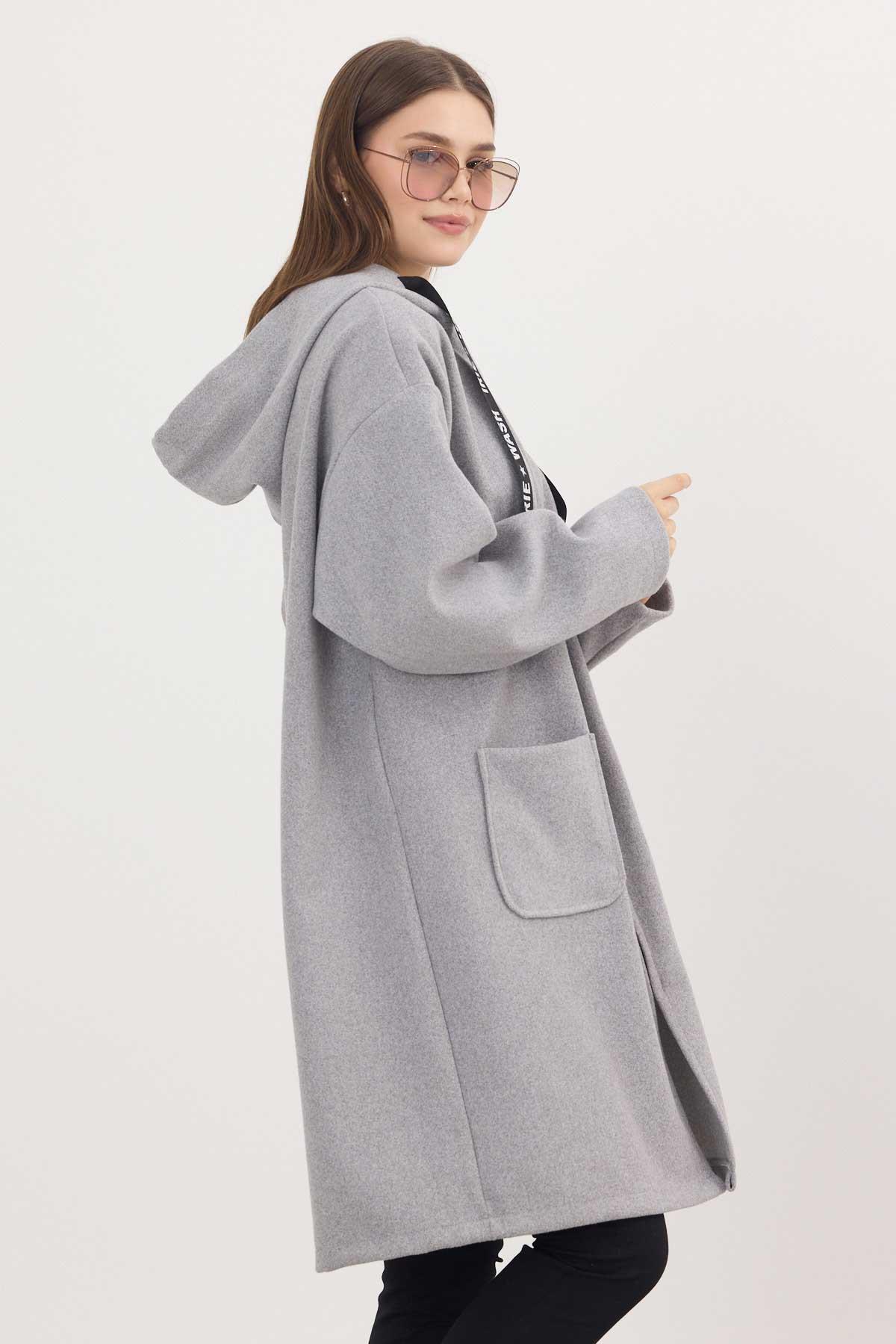 Gri Astarsız Kaşe Hırka 3049A - 8