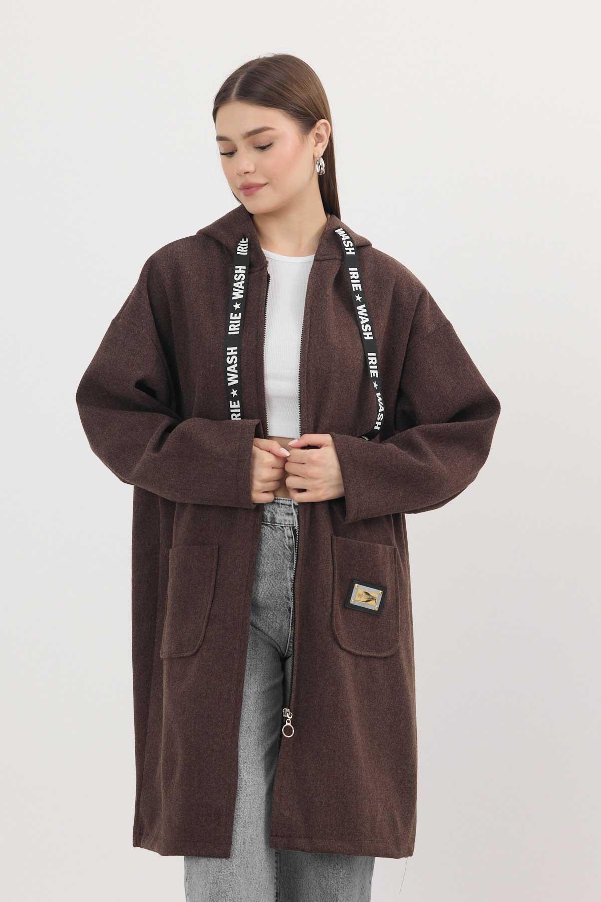 Kahve Astarsız Kaşe Hırka 3049A - 3