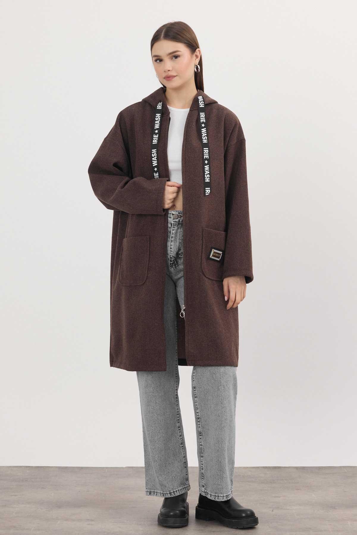 Kahve Astarsız Kaşe Hırka 3049A - 8