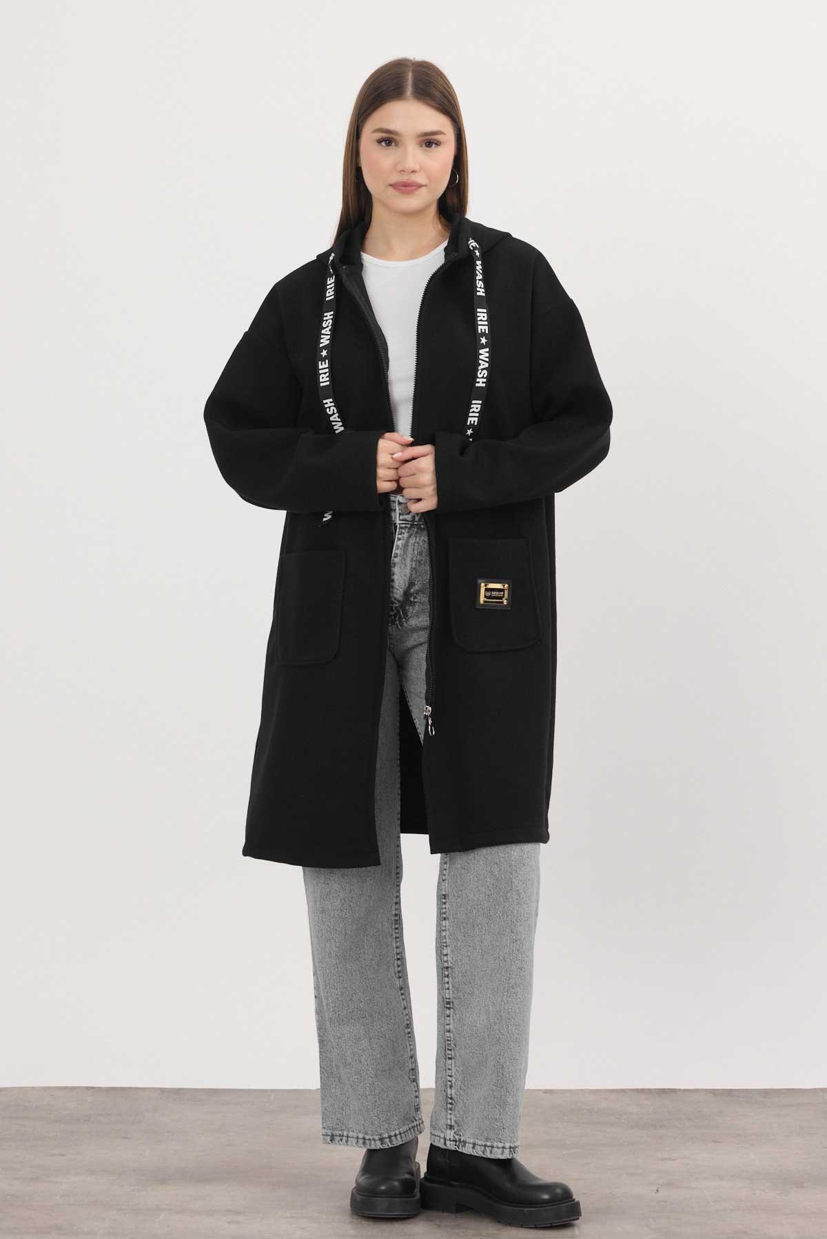 Siyah Astarsız Kaşe Hırka 3049A 