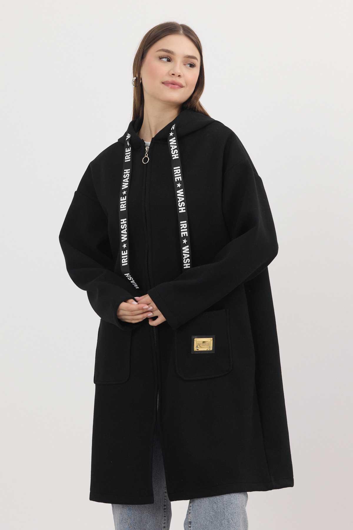 Siyah Astarsız Kaşe Hırka 3049A - 2