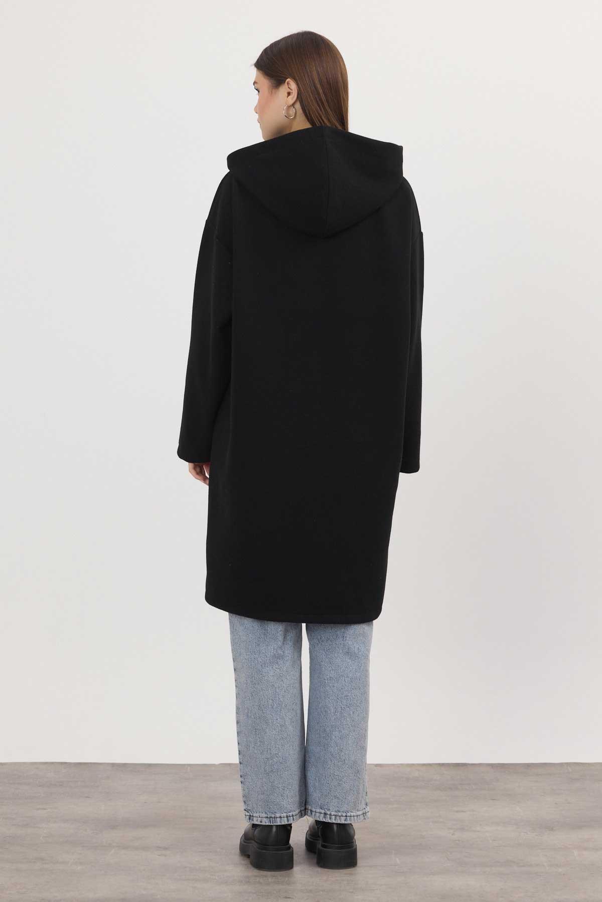 Siyah Astarsız Kaşe Hırka 3049A - 7