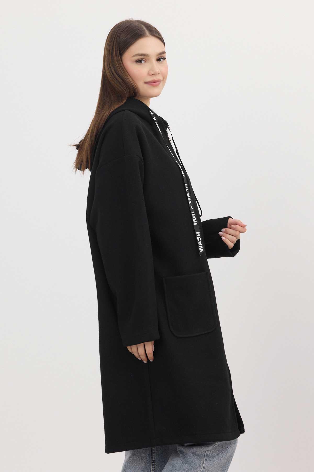 Siyah Astarsız Kaşe Hırka 3049A - 8