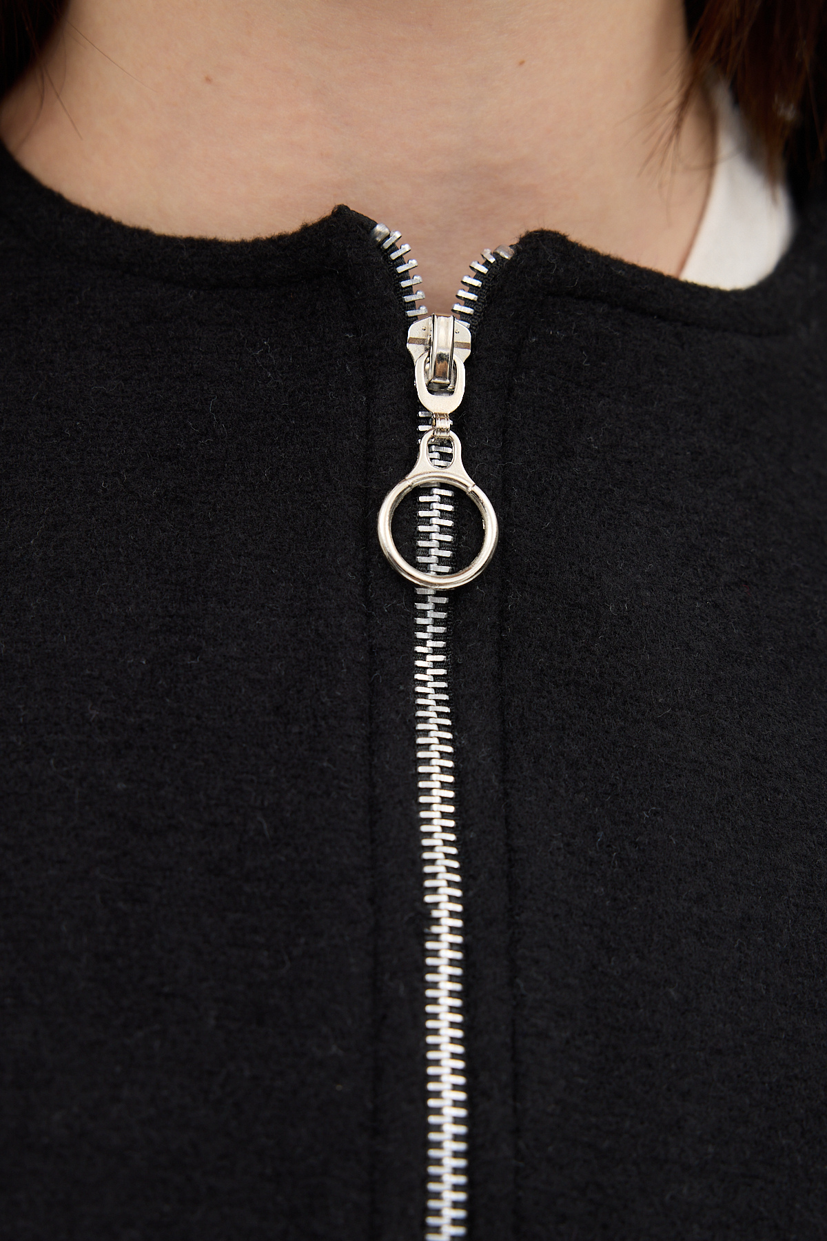 Siyah Balon Kol Fermuarlı Astarlı Kısa Kadın Ceket 3053A - 4