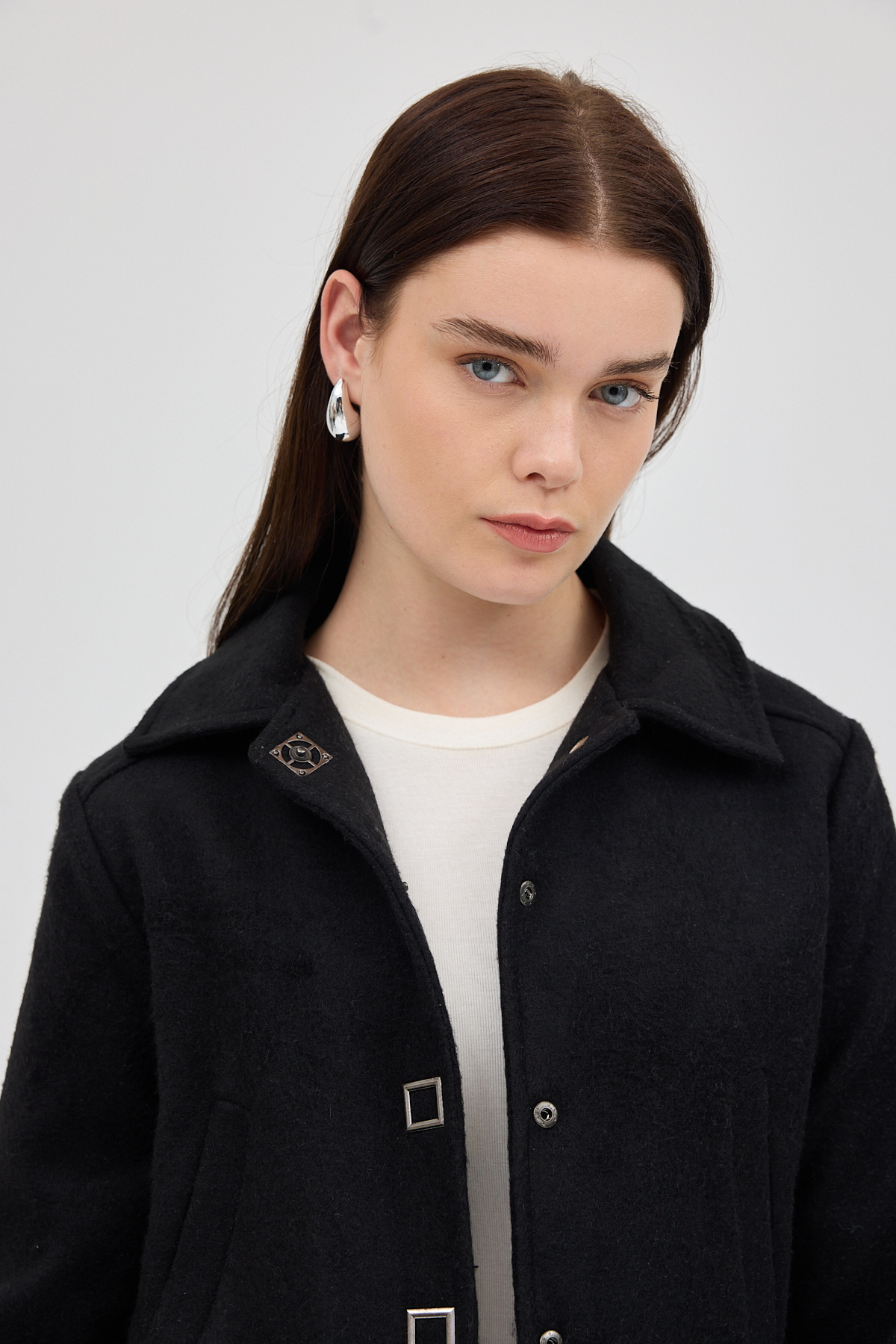 Siyah Kısa Astarlı Kaşe Kadın Ceket 3055A - 4