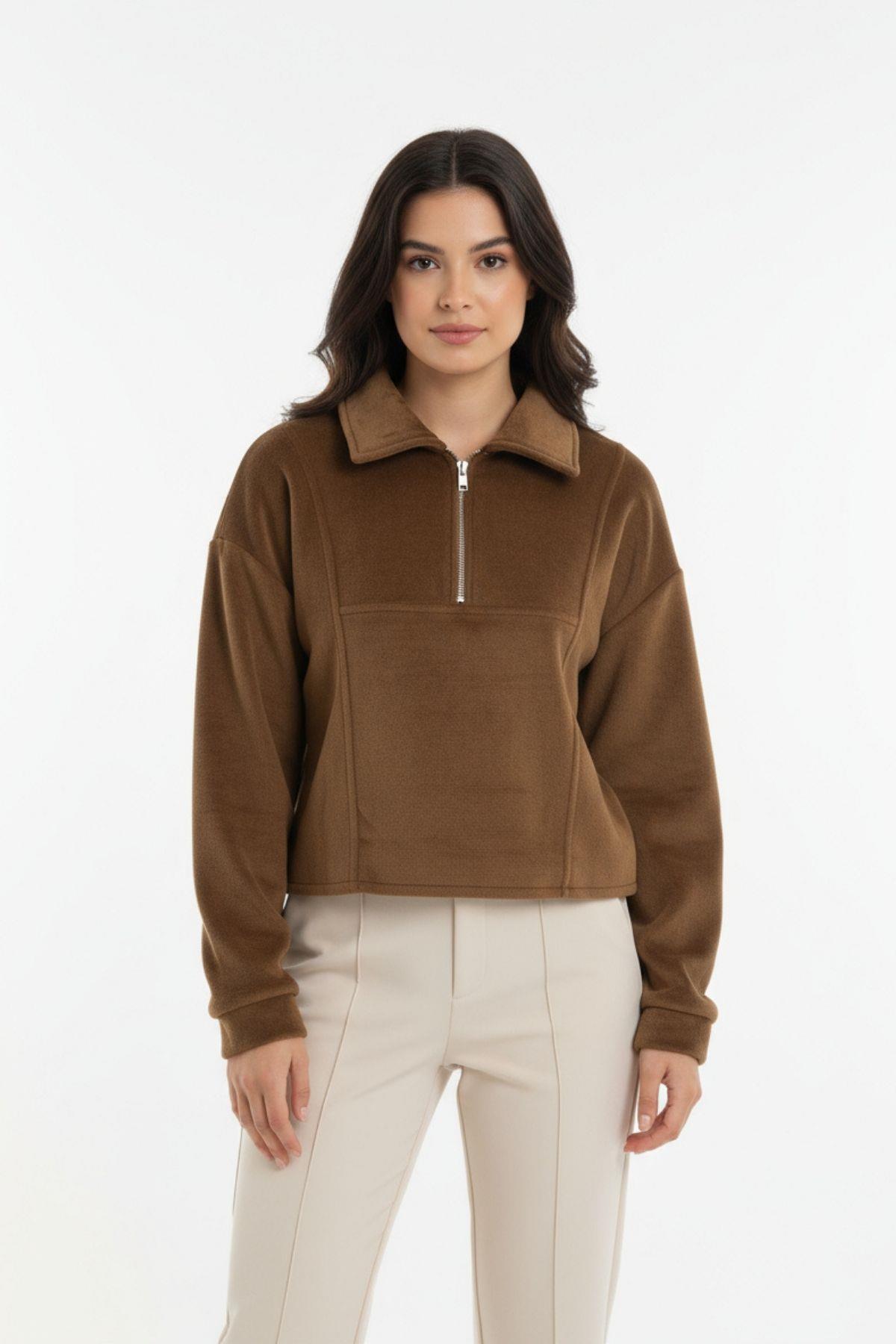 3056A Fermuar Yaka Sweat Vizon 