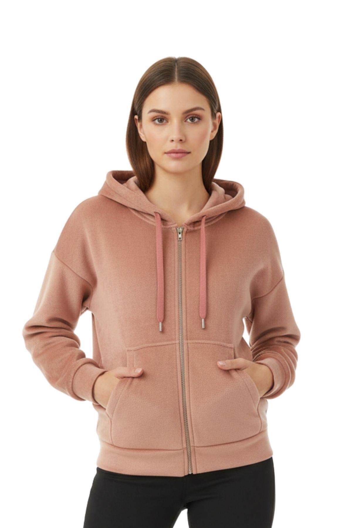 3059A Kapüşonlu Cepli Ceket Pembe 