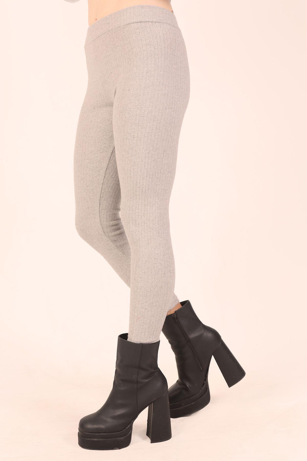 Açık Gri Yüksek Bel Tayt 3061 - 3