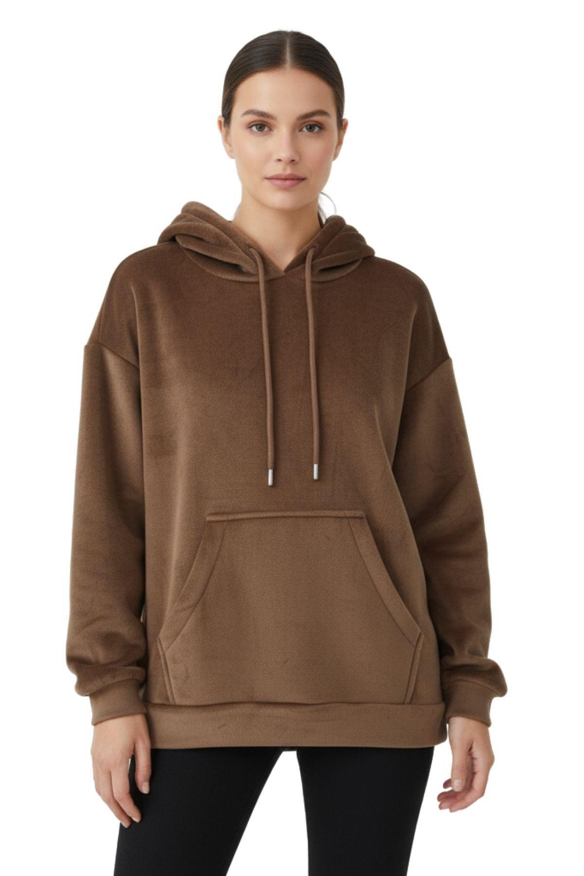 3061A Kapüşonlu Cep Detay Sweat Taba 