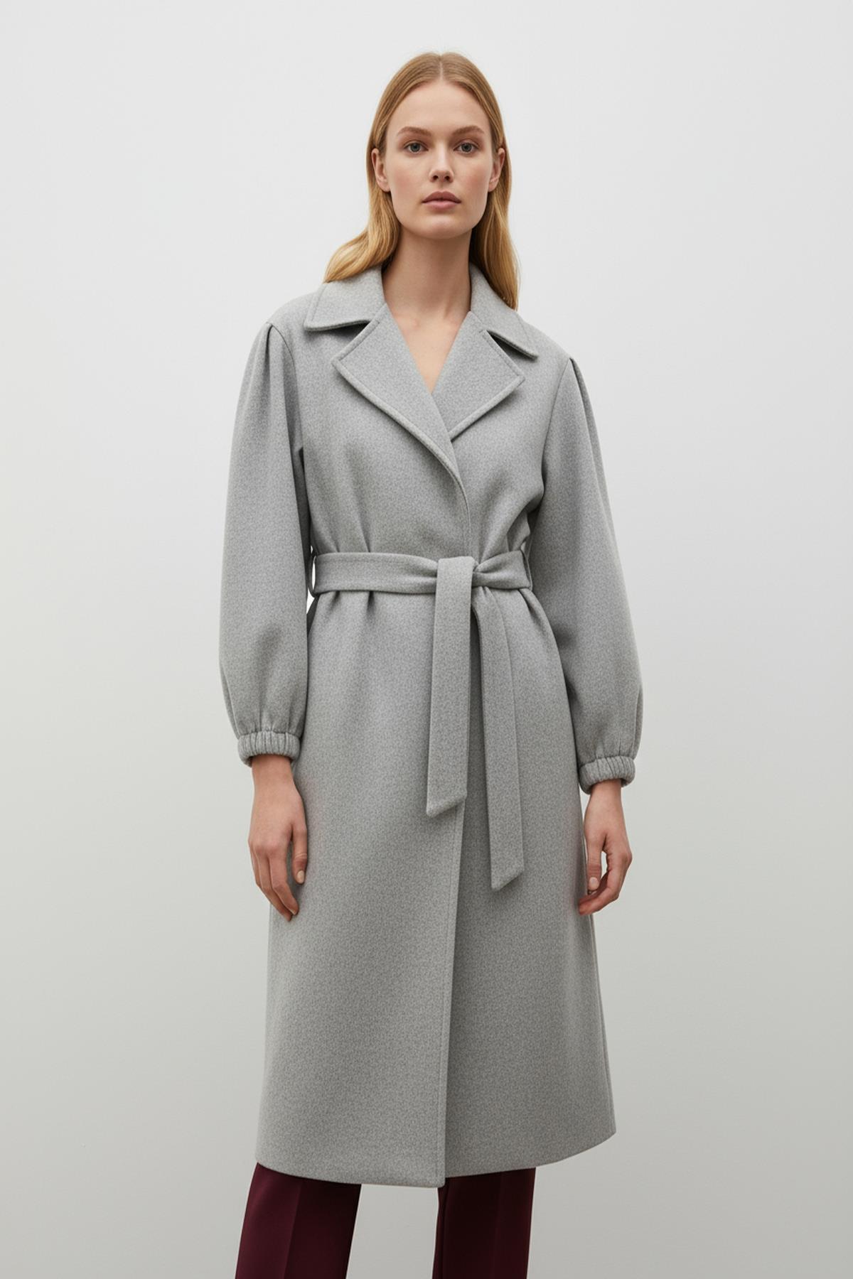 3062A Belden Bağlamalı Kaban Gri - 1