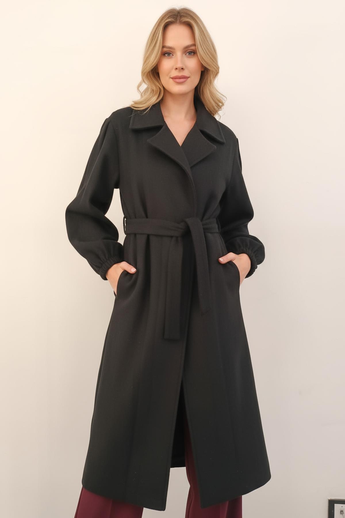 3062A Belden Bağlamalı Kaban Siyah - 1