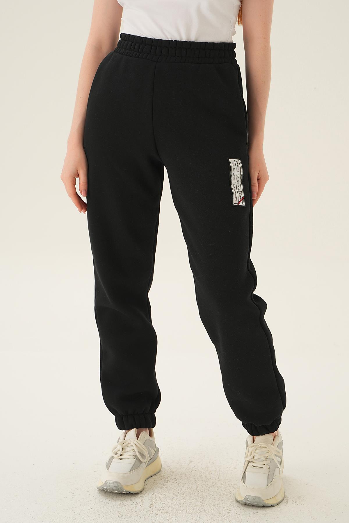 Siyah Arma Detay Paça Lastik Eşofman 3067 