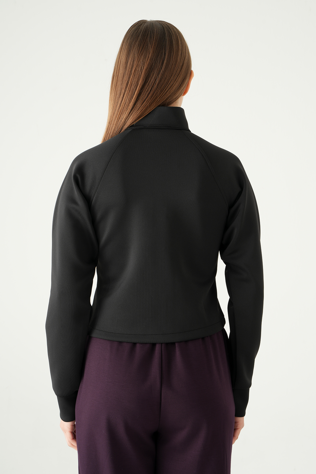 Siyah Ön Fermuarlı Kısa Hırka 3074A - 5