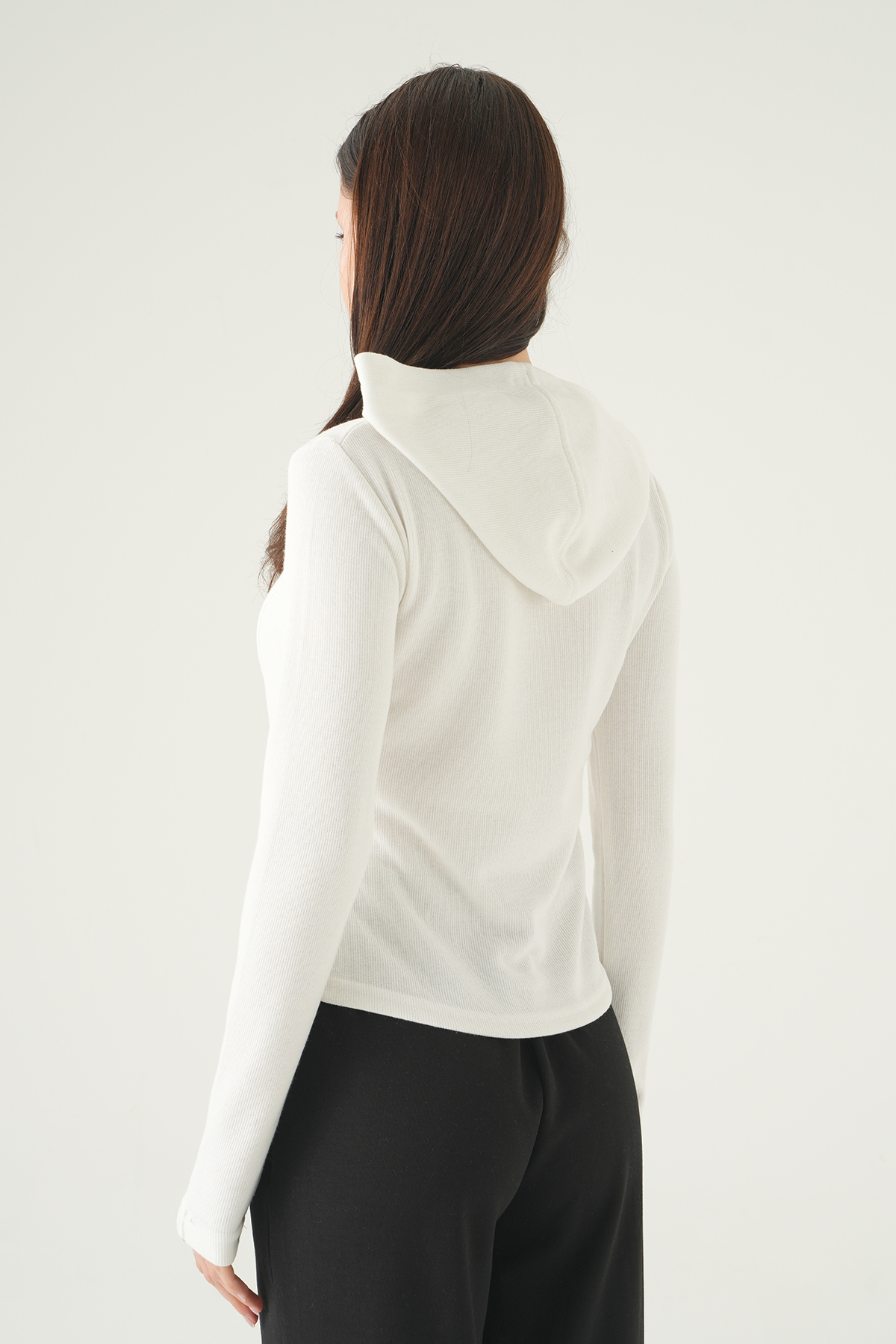 Ekru Fermuarlı Kapüşonlu Kazak 3078A - 5