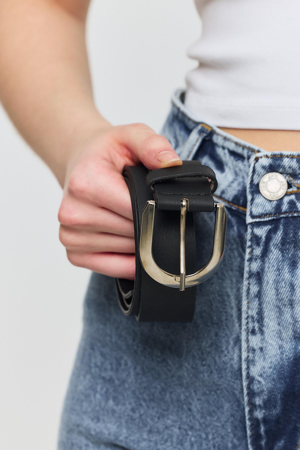 Siyah Gümüş Tokalı Kemer 308 - 3