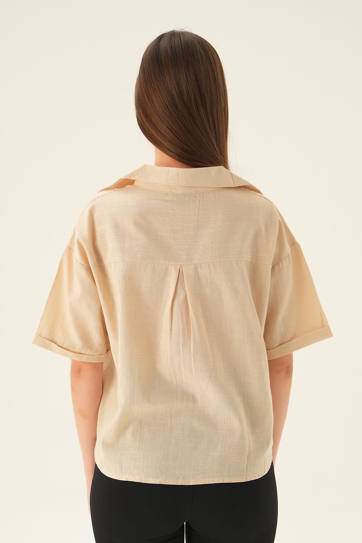 Bej Kısa Gömlek 3080 - 4