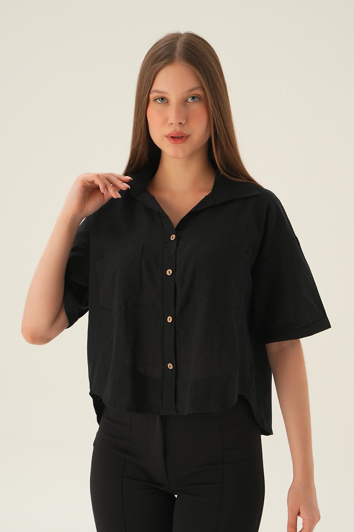 3080 Kısa gömlek Siyah - 2