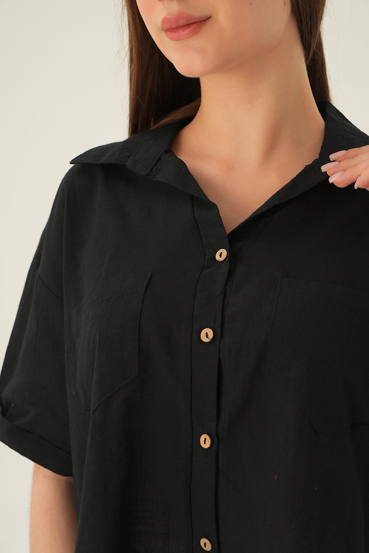 3080 Kısa gömlek Siyah - 5