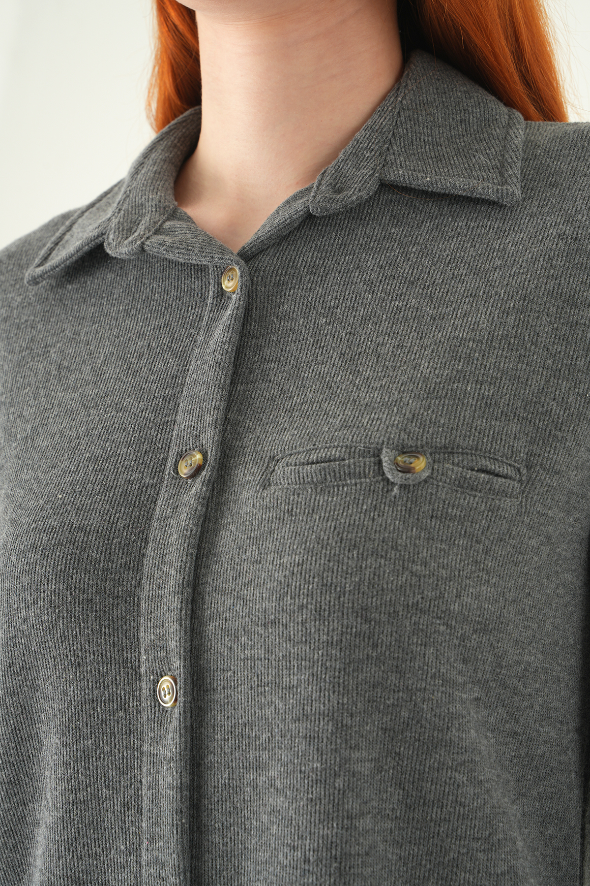 Antrasit Ön Düğmeli Gömlek 3081A - 4