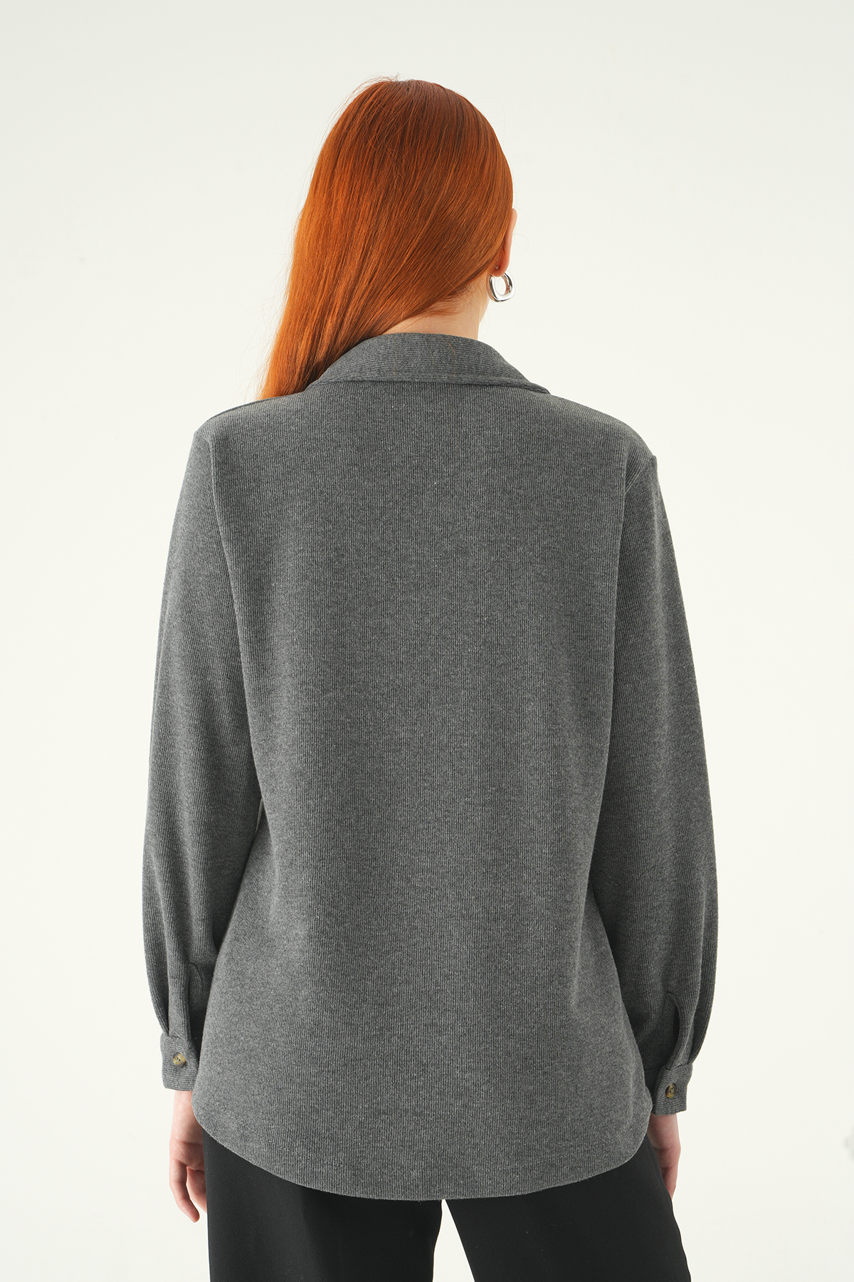 Antrasit Ön Düğmeli Gömlek 3081A - 5