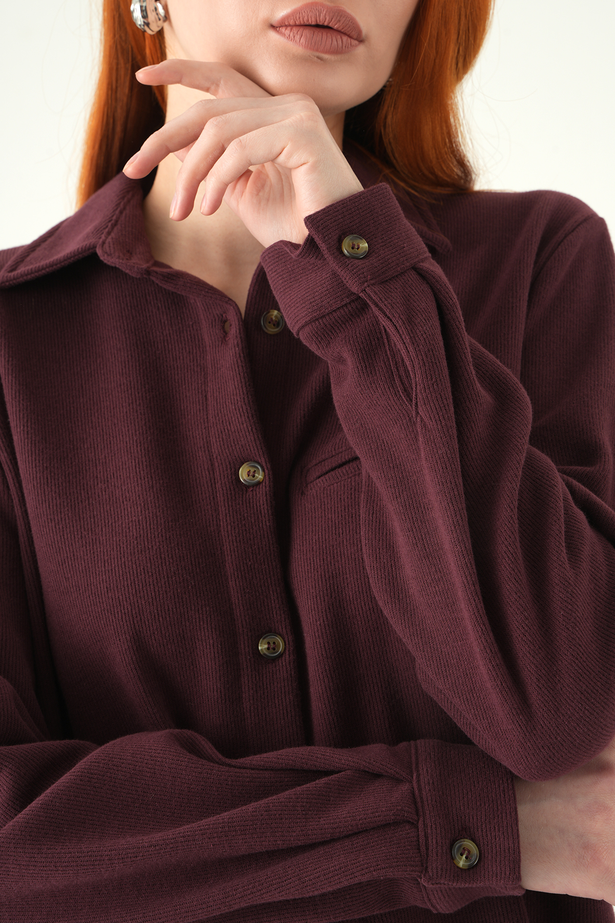 Mürdüm Ön Düğmeli Gömlek 3081A - 4