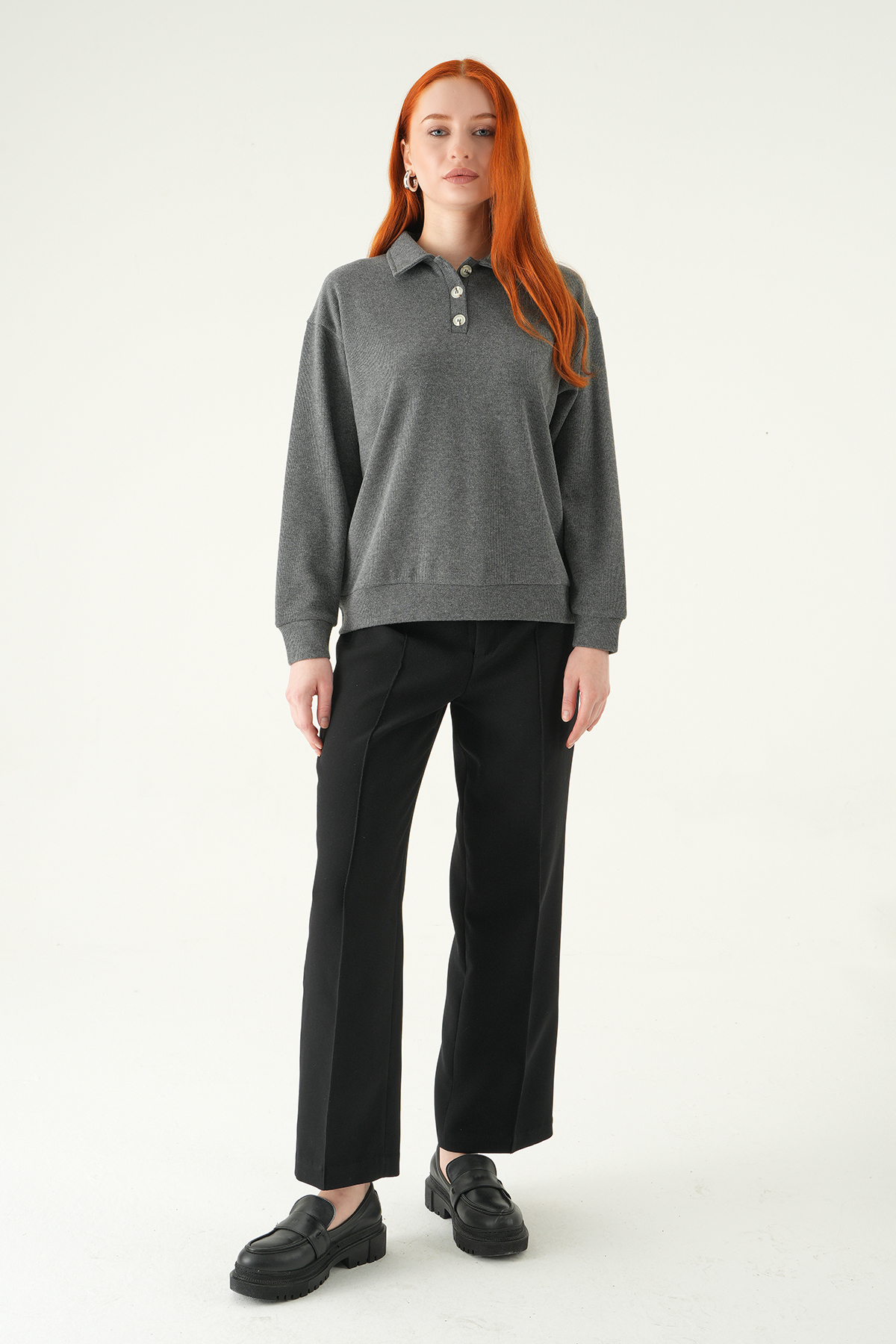 3082A Gömlek Yaka Kazak Antrasit - RAYS