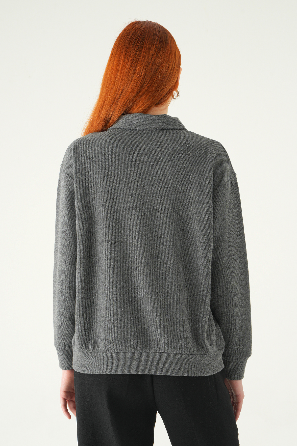 Antrasit Gömlek Yaka Kazak 3082A - 5