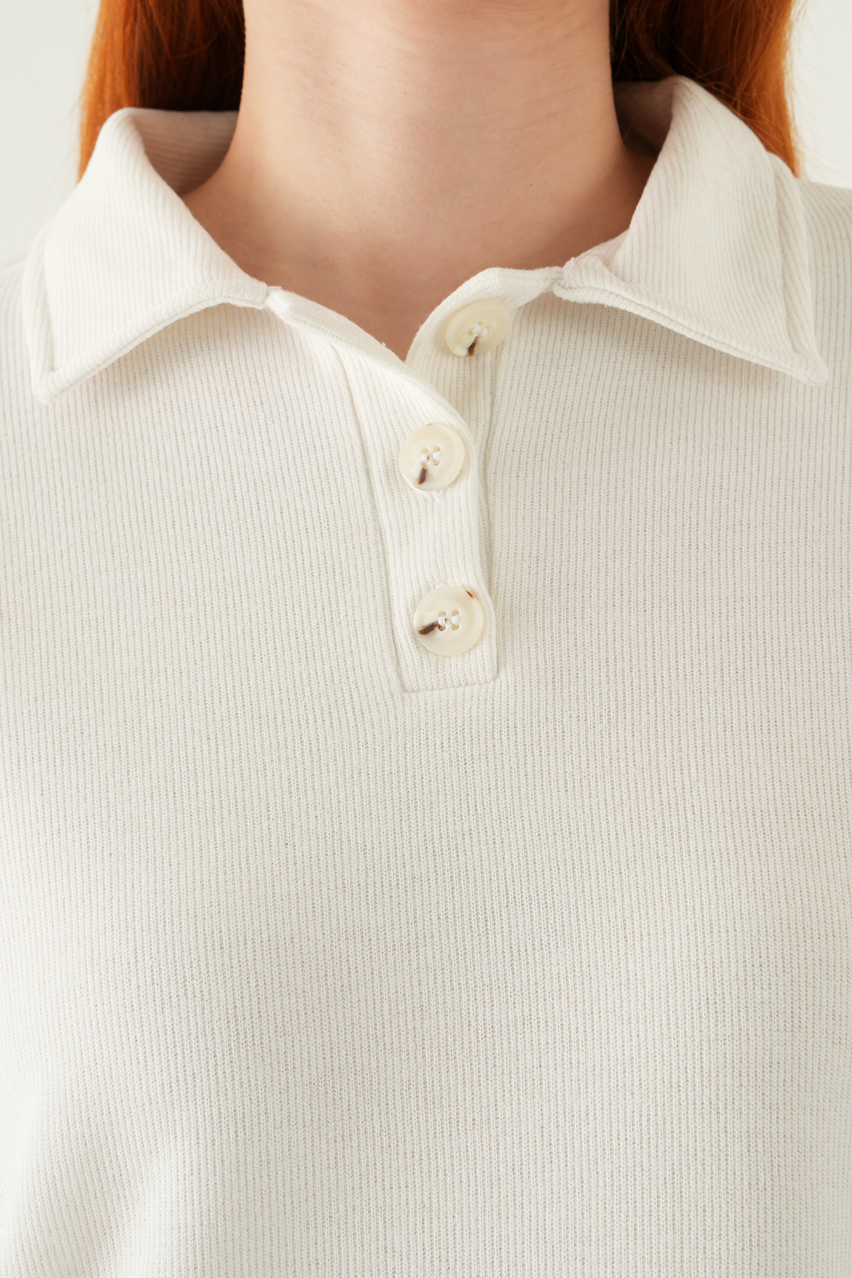 Ekru Gömlek Yaka Kazak 3082A - 4