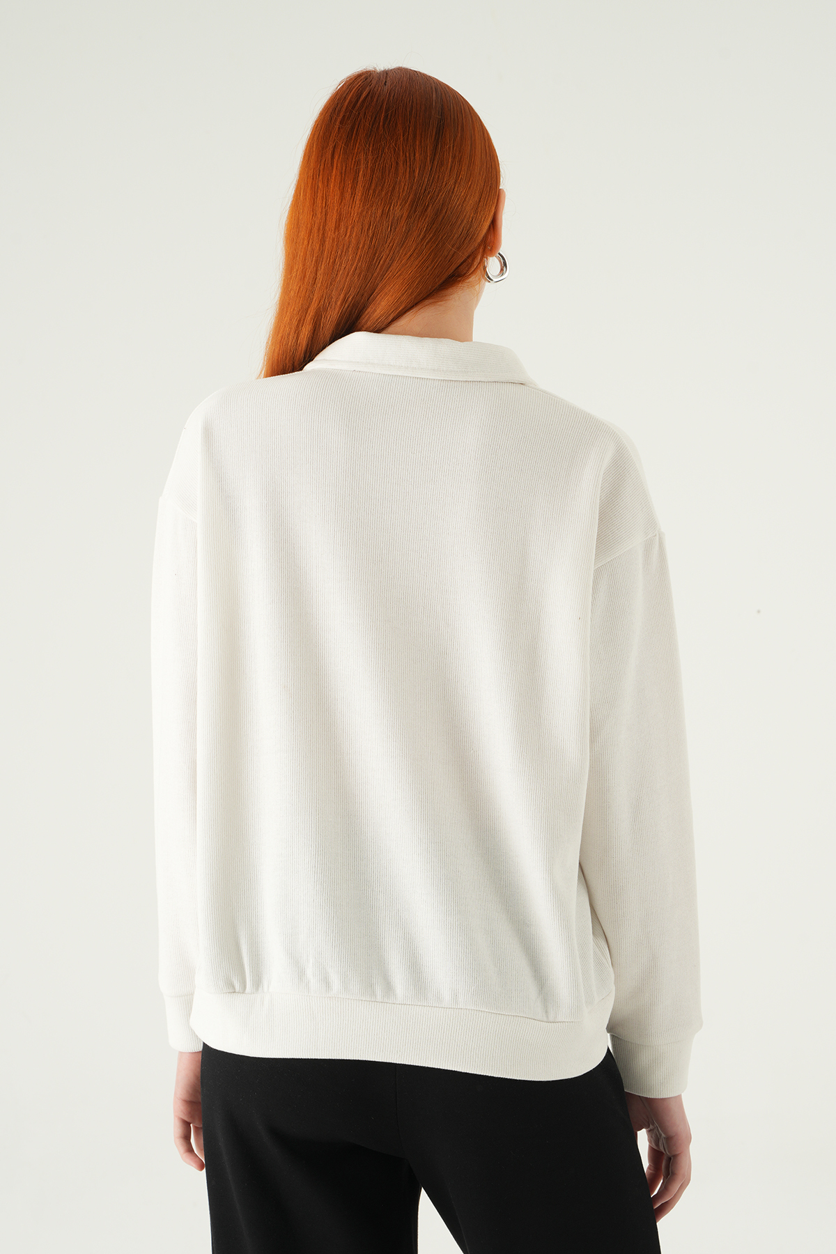 Ekru Gömlek Yaka Kazak 3082A - 5