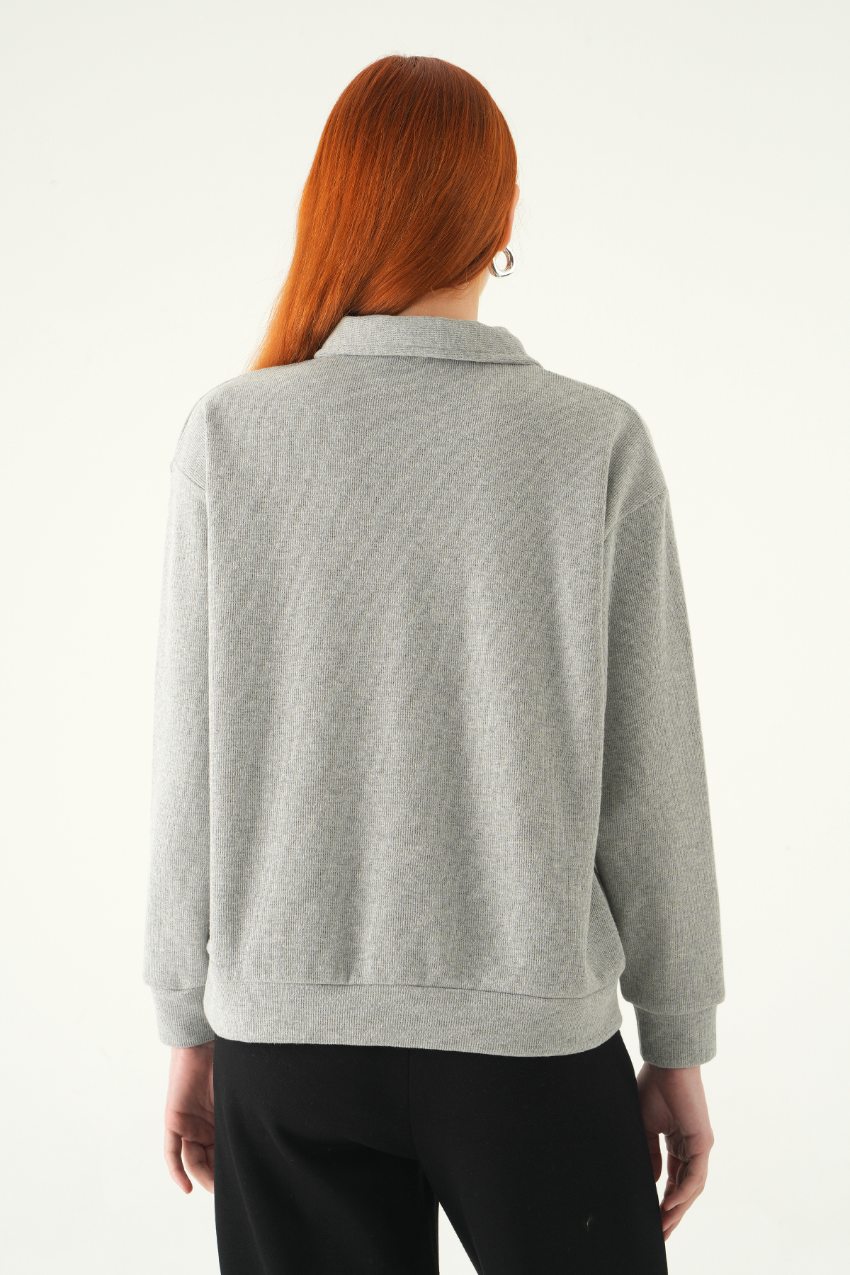 Gri Gömlek Yaka Kazak 3082A - 5