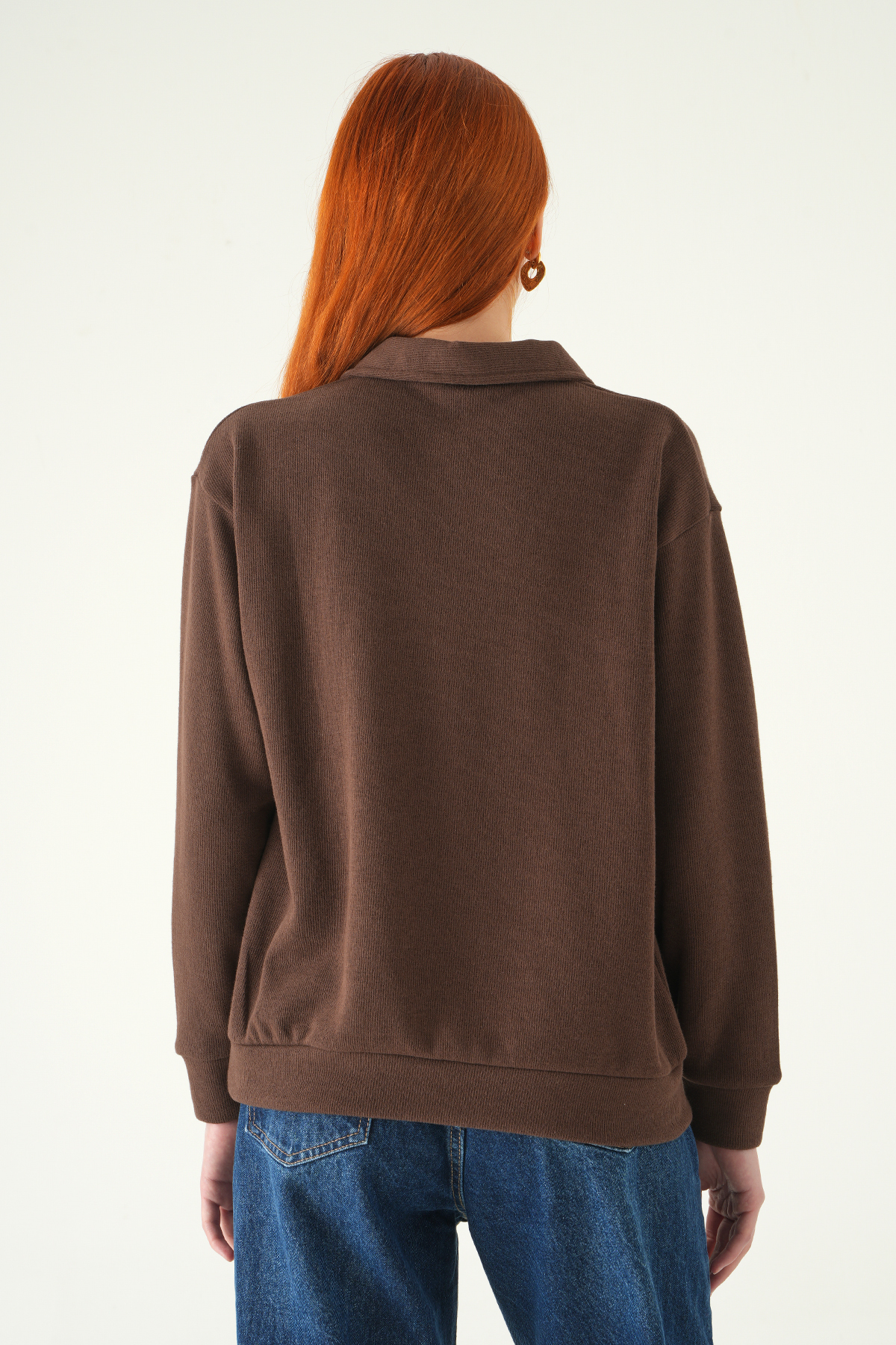 Kahve Gömlek Yaka Kazak 3082A - 5