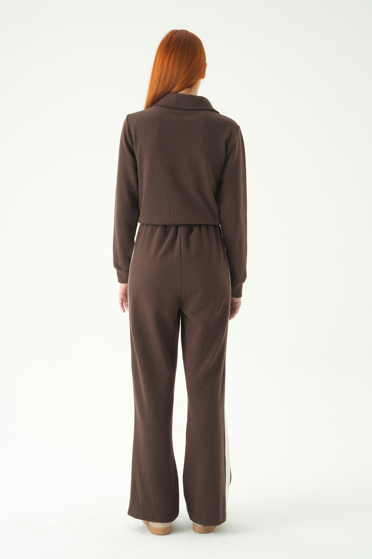 Kahve Şeritli Hırka Pantolon Takım 3085A - 5