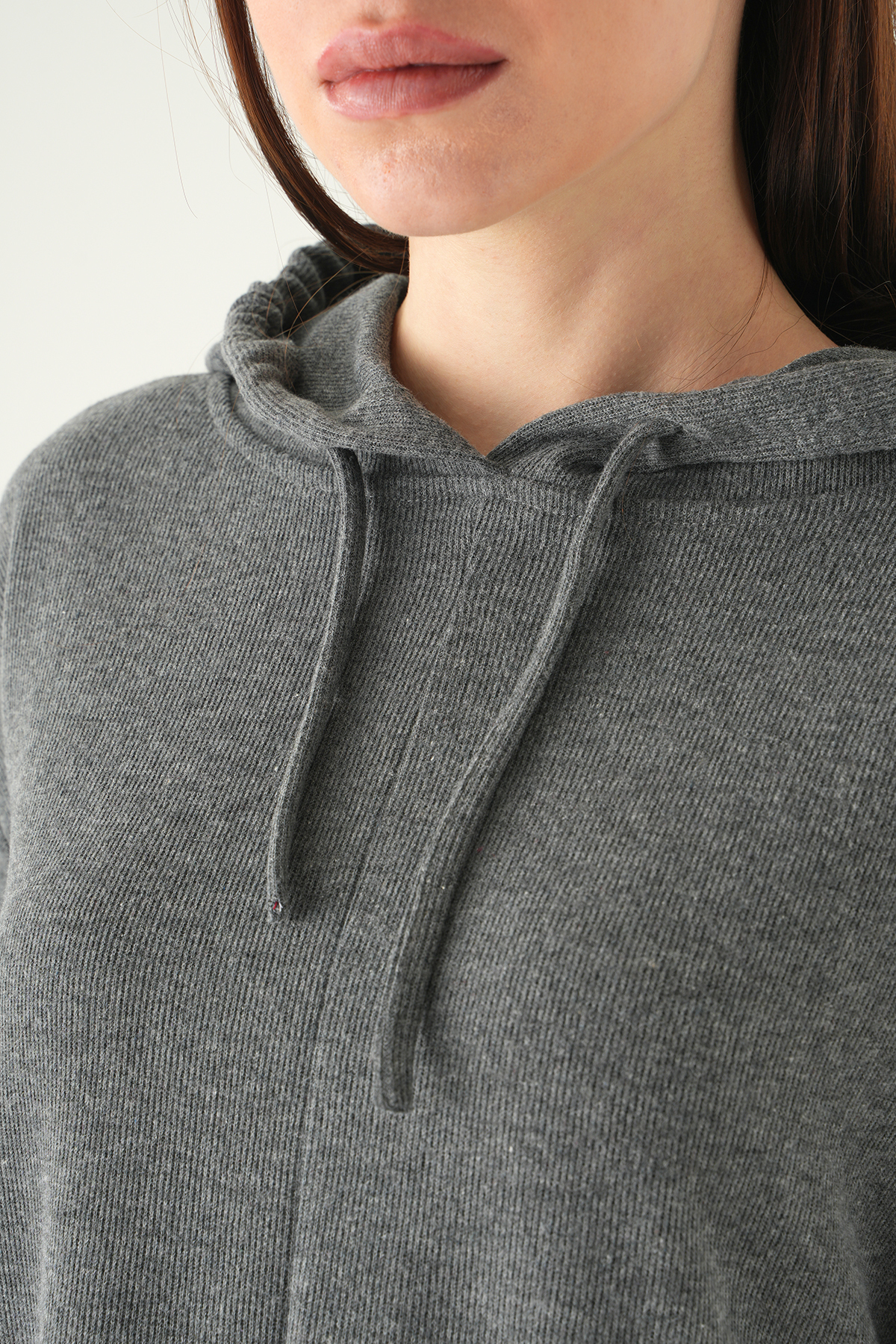 3087A Kapüşonlu Uzun Kol Tunik Antrasit - RAYS