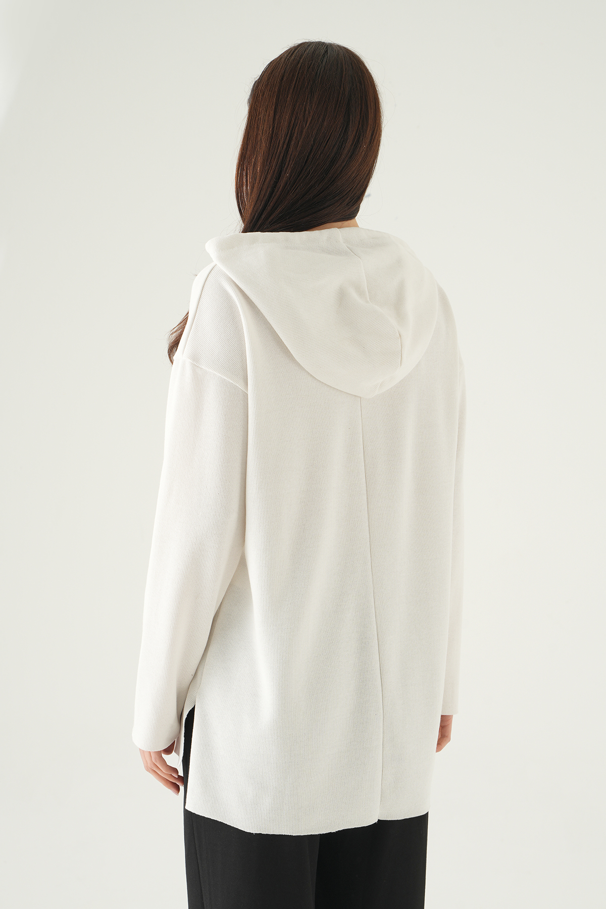 Ekru Kapüşonlu Uzun Kol Tunik 3087A - 5