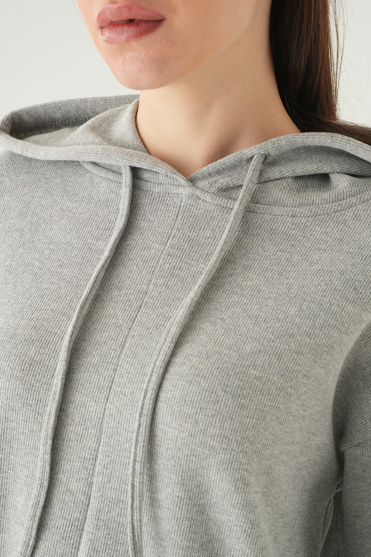 Gri Kapüşonlu Uzun Kol Tunik 3087A - RAYS