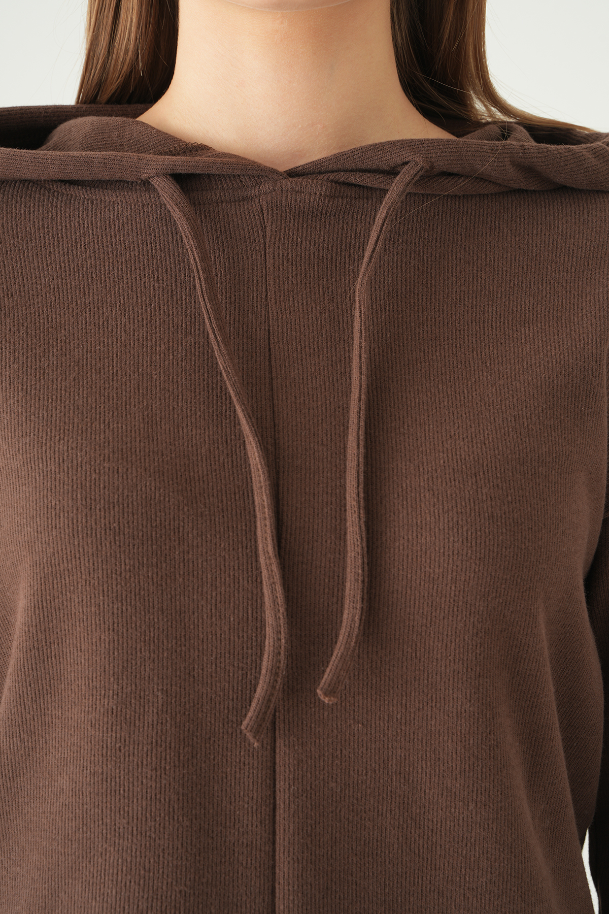 Kahve Kapüşonlu Uzun Kol Tunik 3087A - RAYS