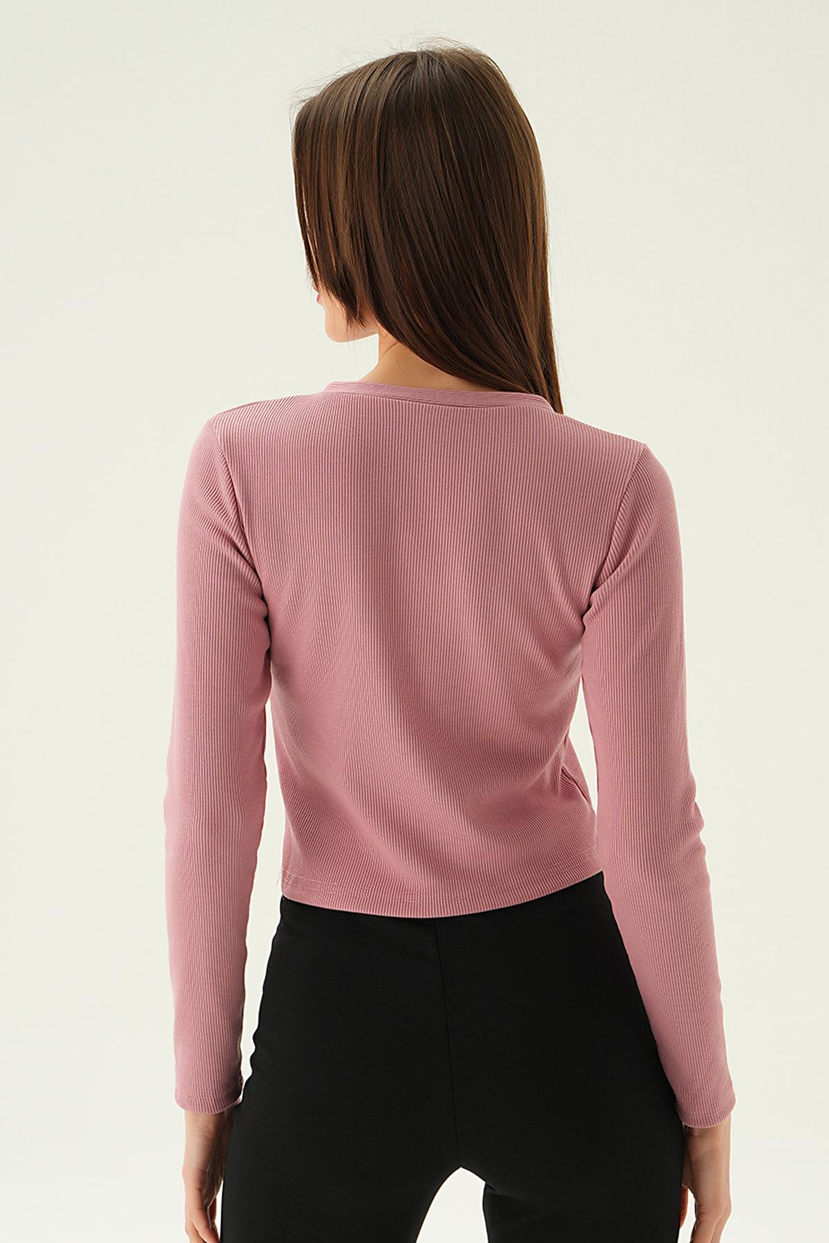 Gül Düğme Detay Bluz 3093 - 4