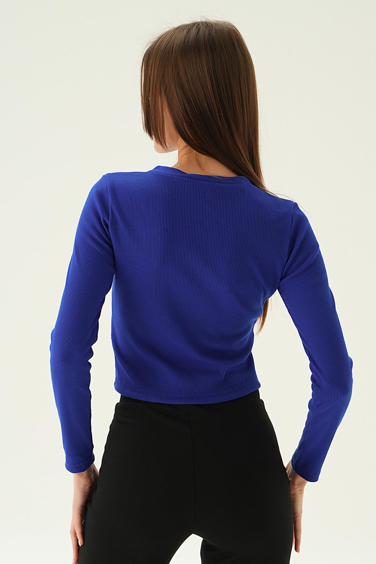 Saks Düğme Detay Bluz 3093 - 3