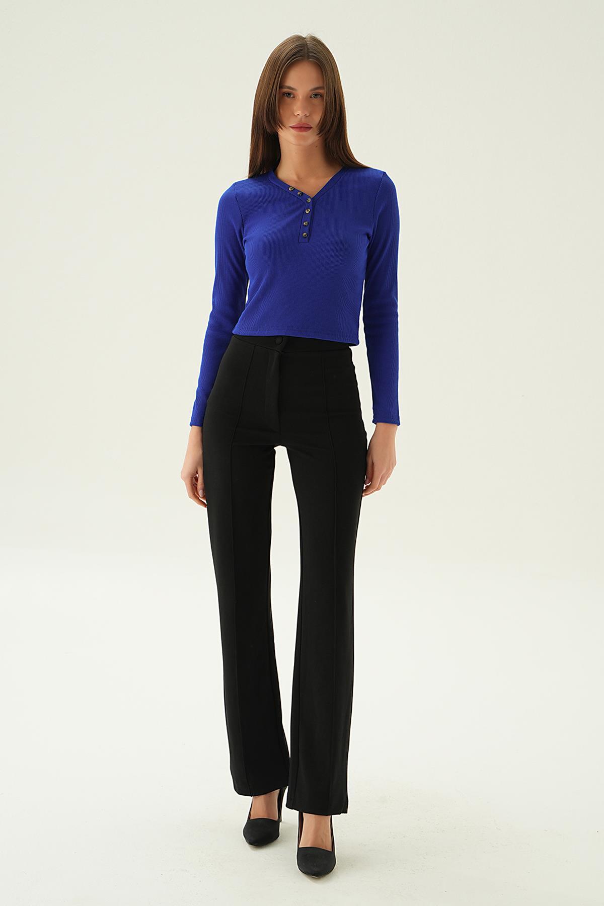 Saks Düğme Detay Bluz 3093 - 6