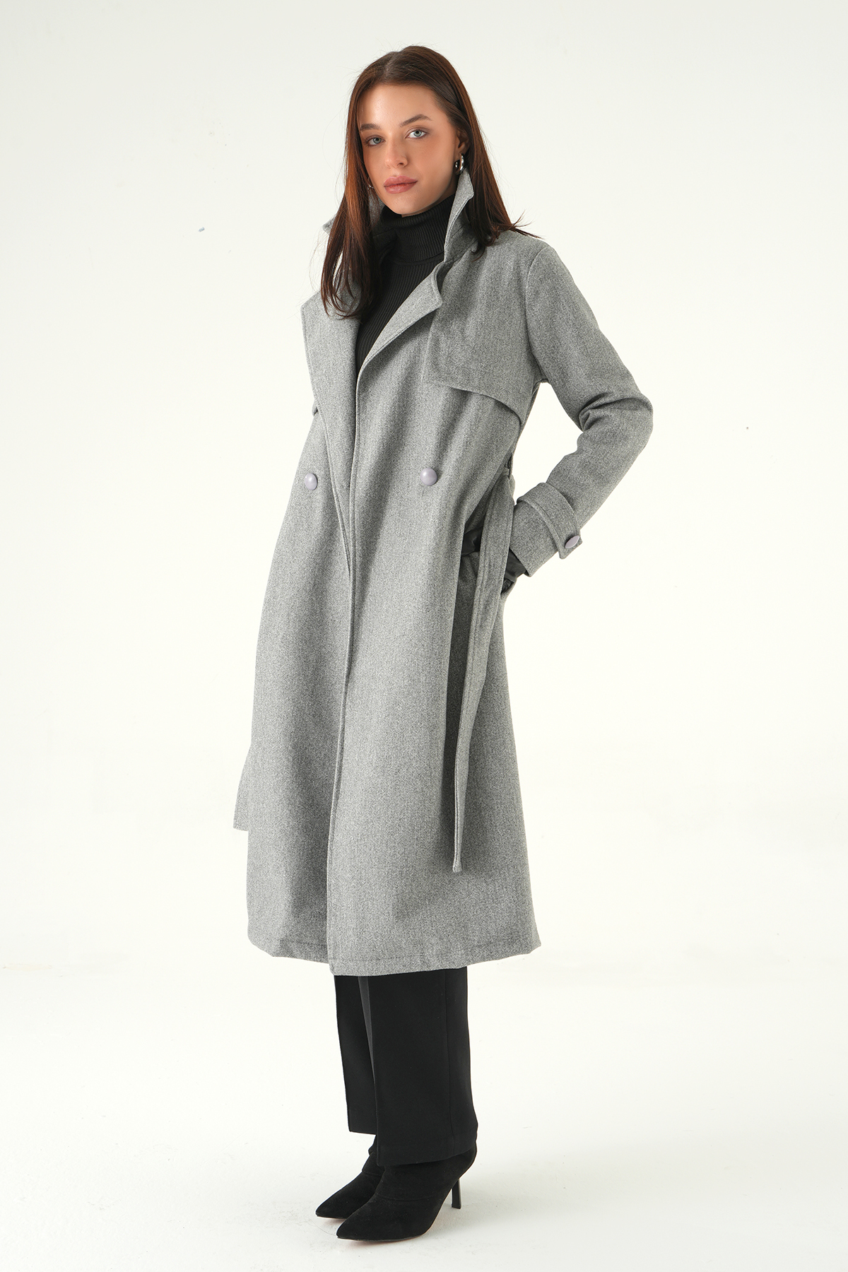 Gri Parça Detay Cepli Kaban 3095A - 3