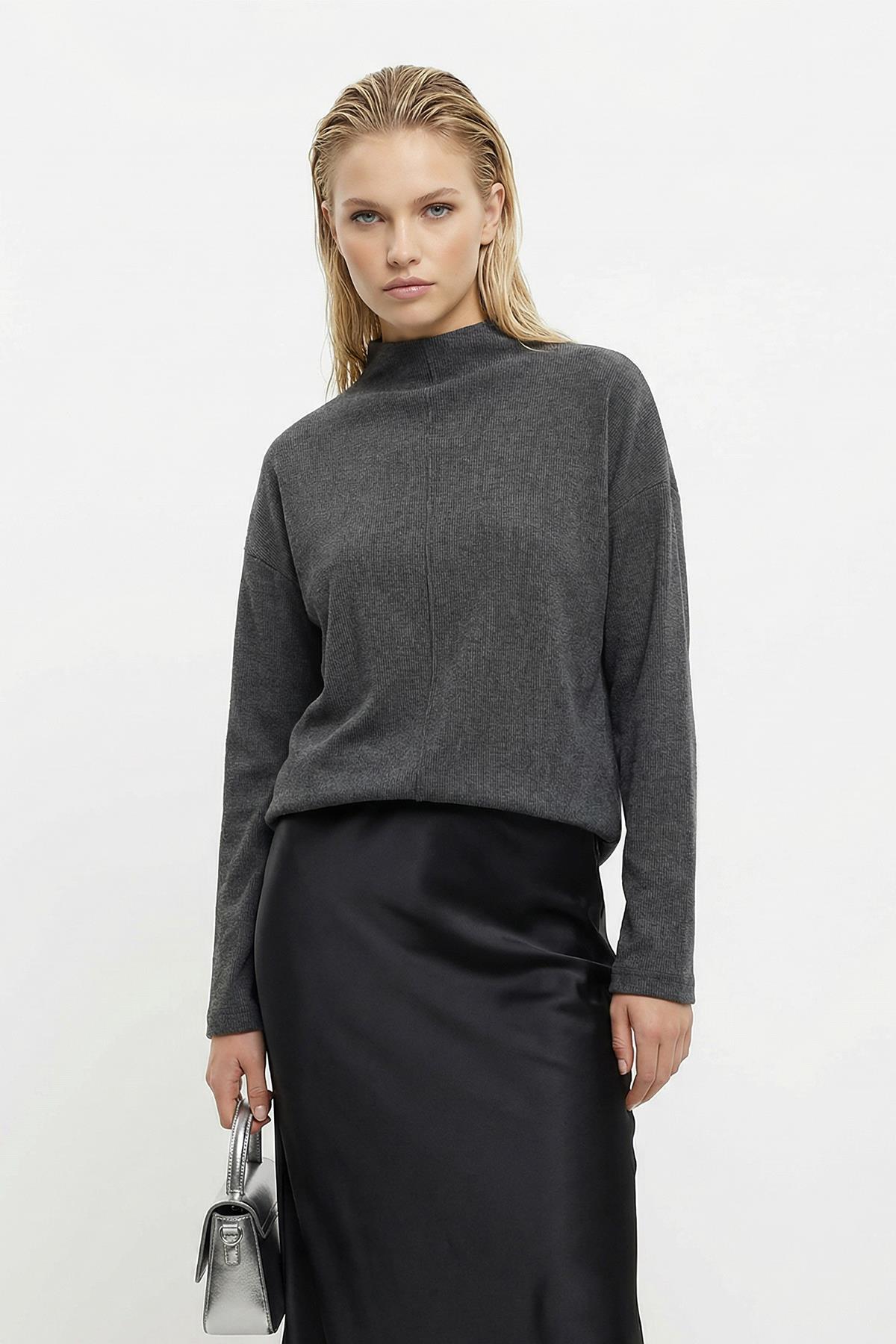 3096A Bisiklet Yaka Tunik Antrasit - RAYS