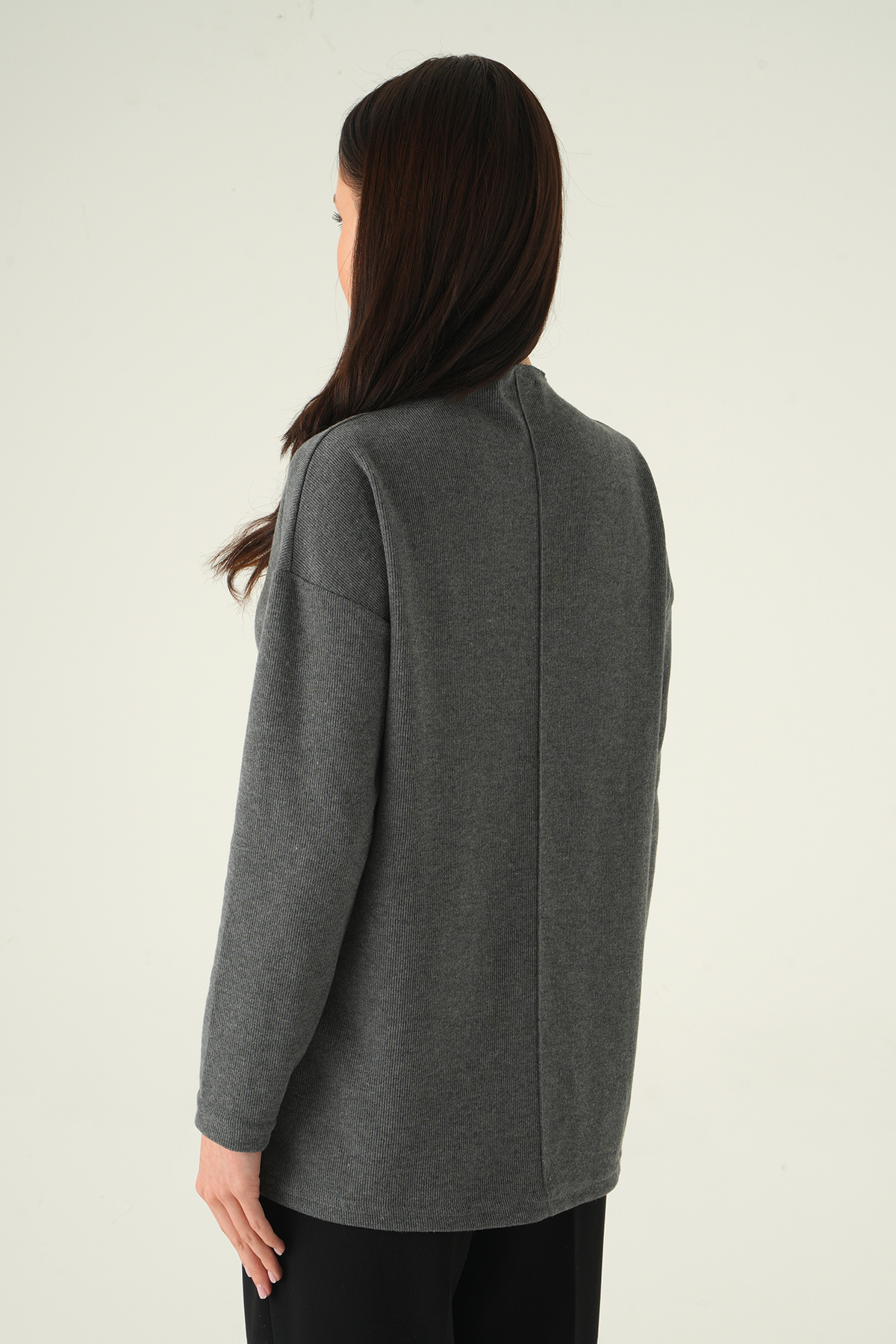 3096A Bisiklet Yaka Tunik Antrasit - 5