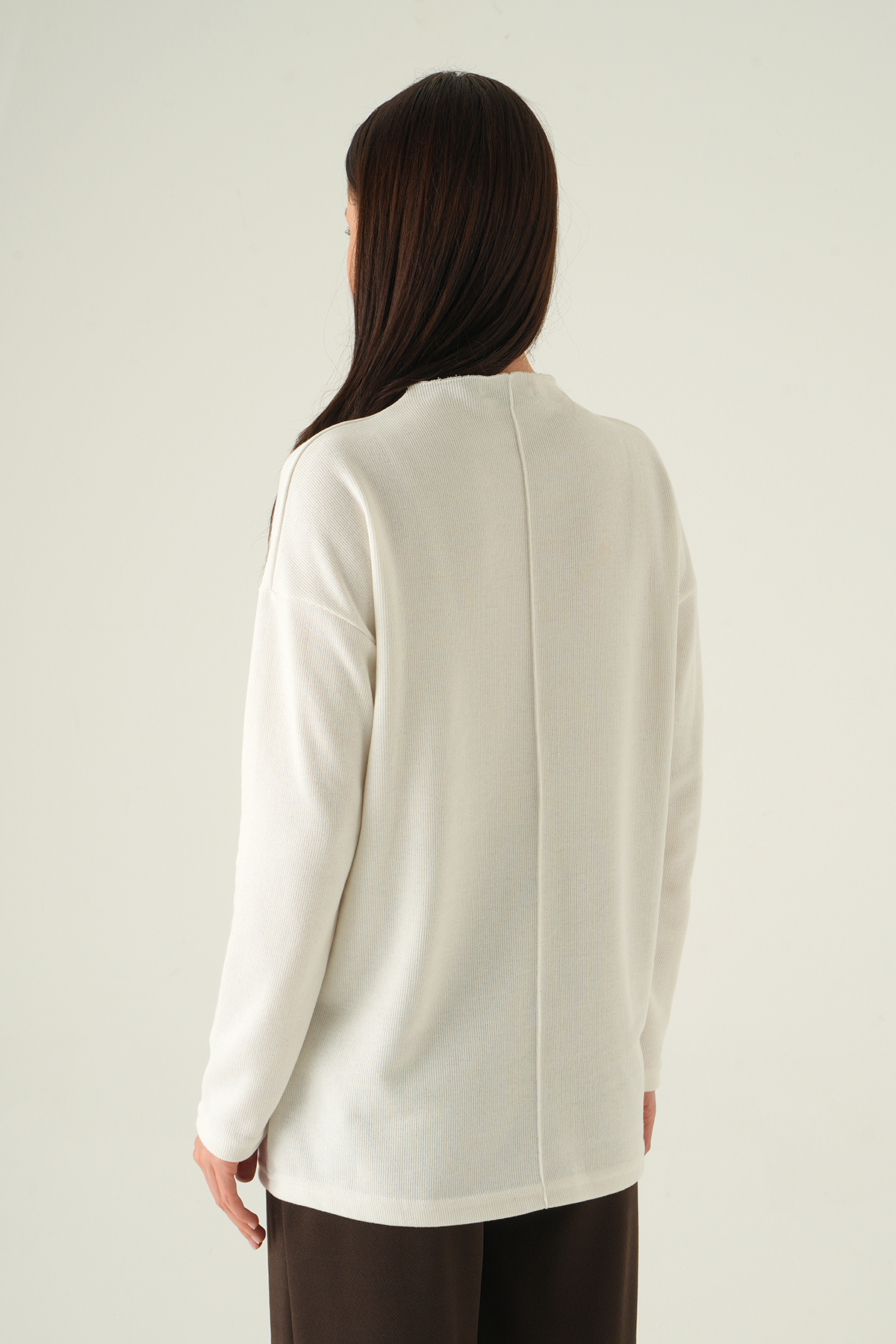 3096A Bisiklet Yaka Tunik Ekru - 5