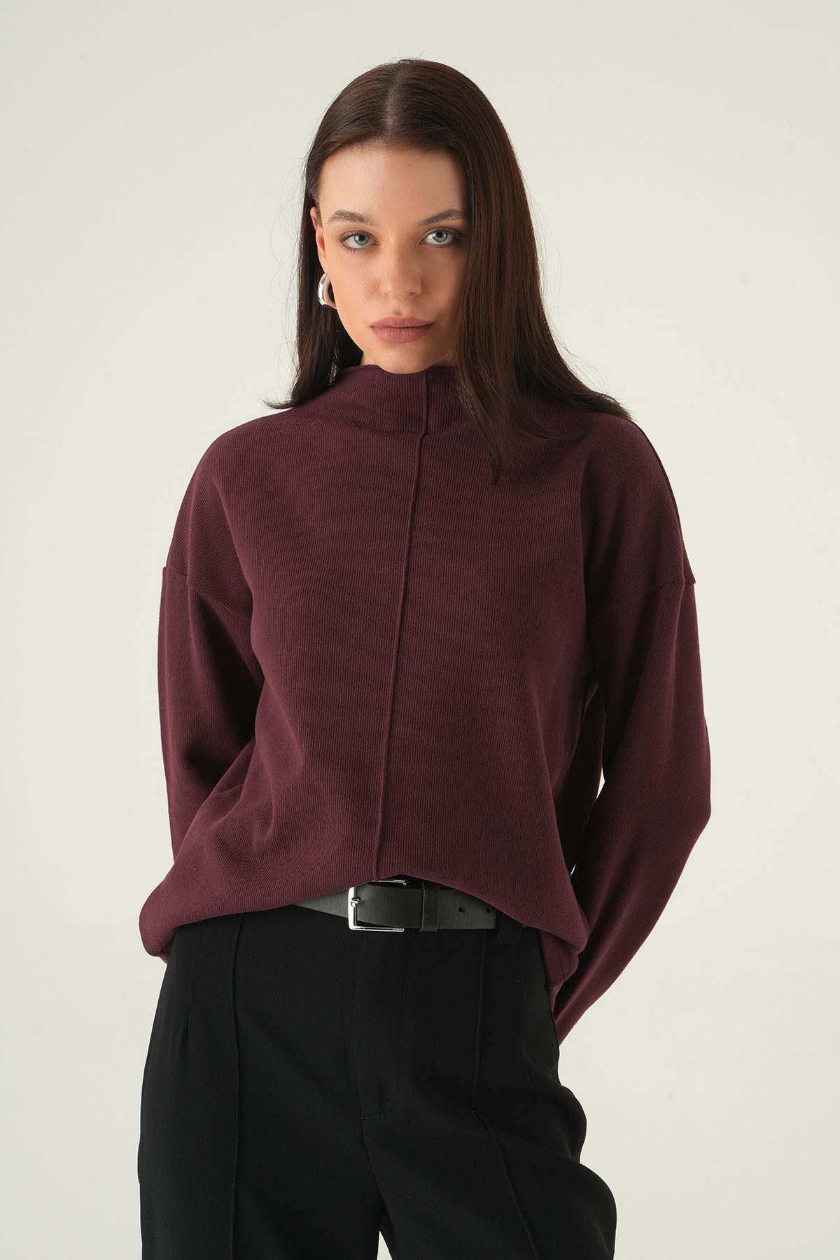 3096A Bisiklet Yaka Tunik Mürdüm - RAYS