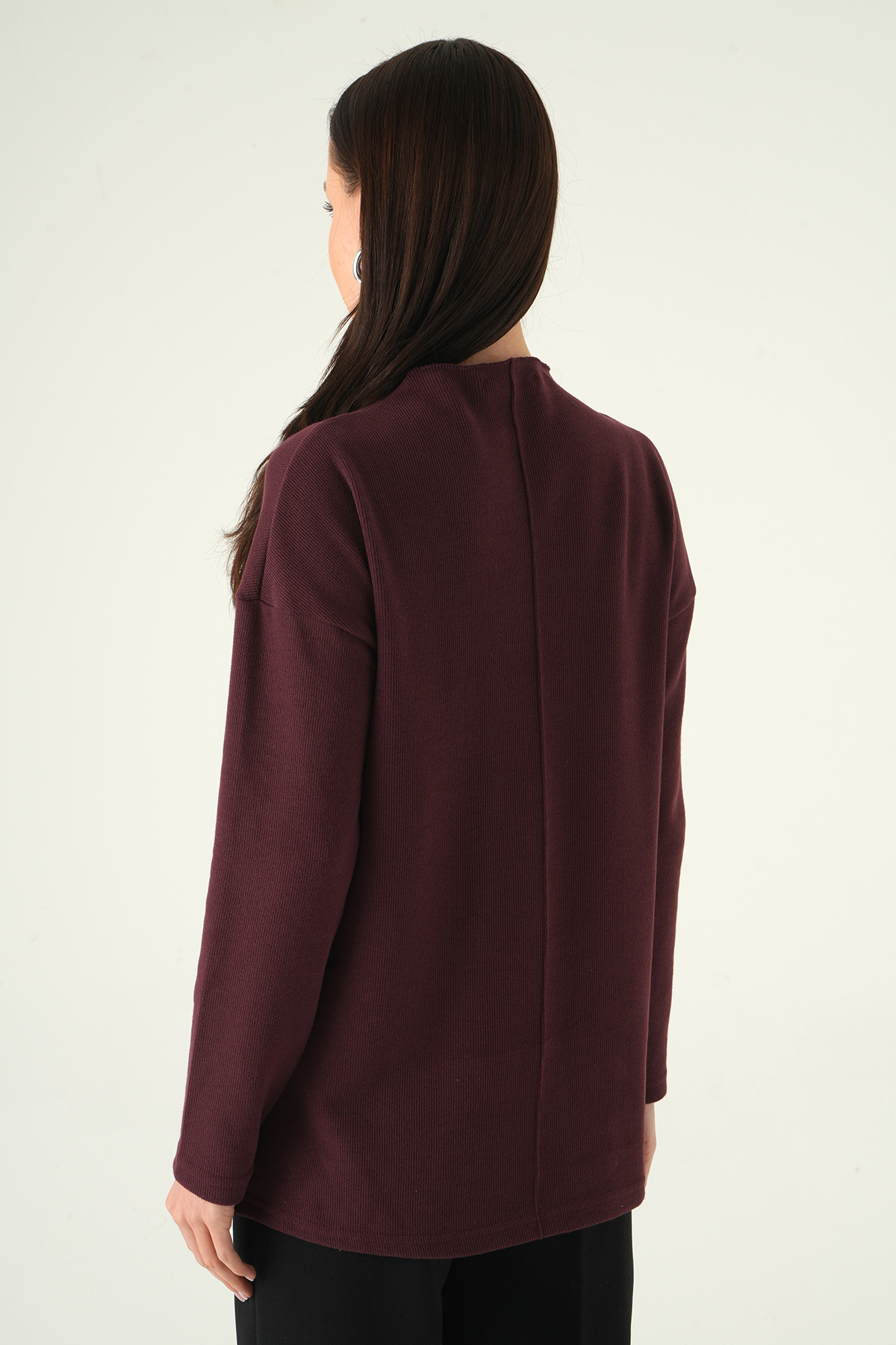 3096A Bisiklet Yaka Tunik Mürdüm - 5