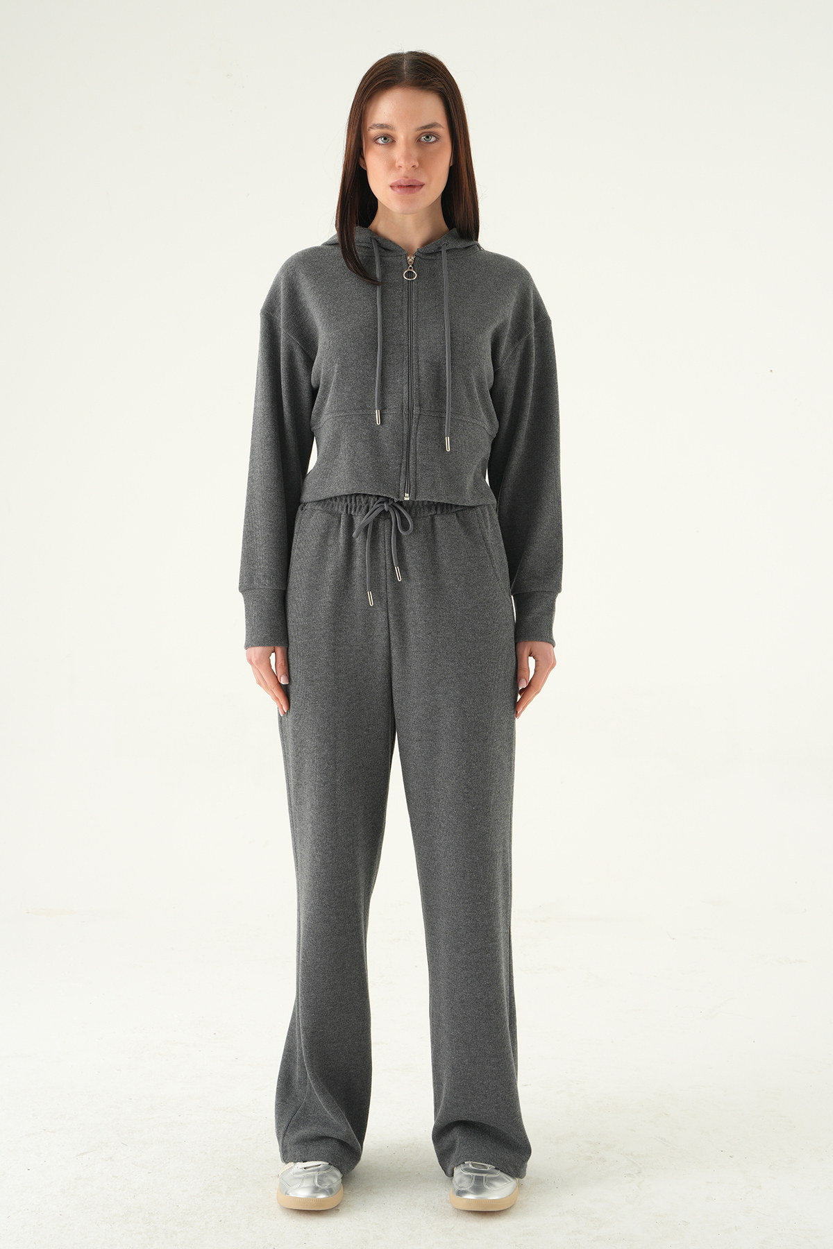 3097A Kapüşonlu Hırka Pantolon Takım Antrasit - 2