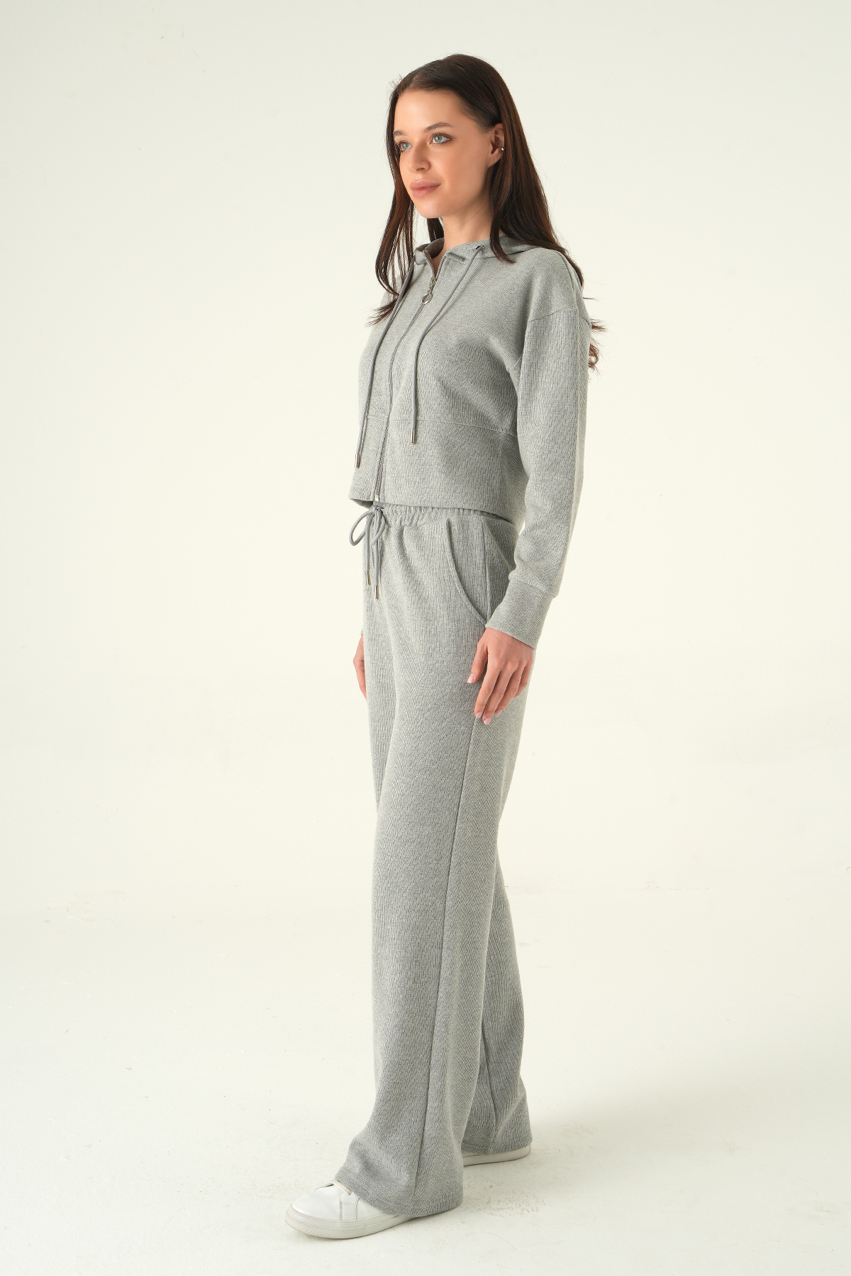 3097A Kapüşonlu Hırka Pantolon Takım Gri - RAYS