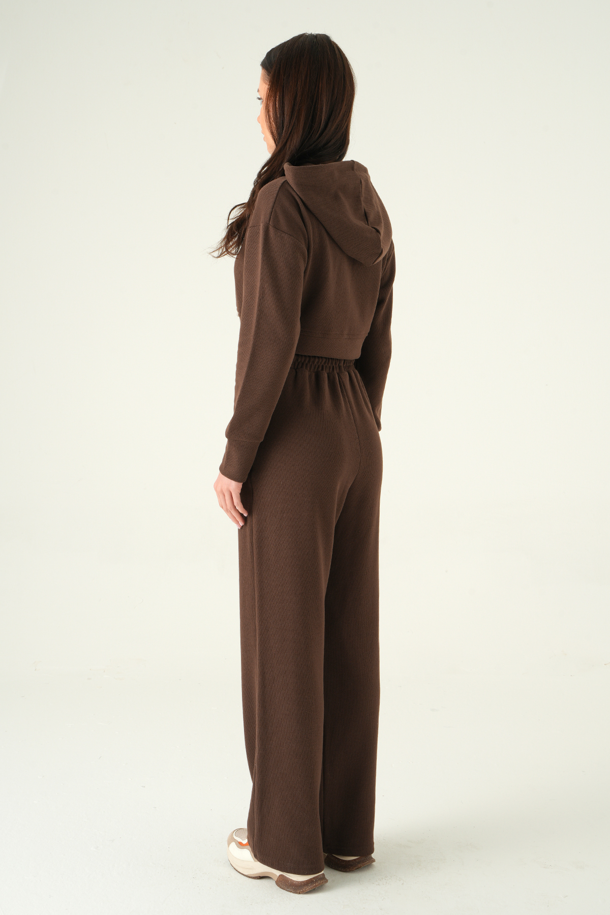 Kahve Kapüşonlu Hırka Pantolon Takım 3097A - 5